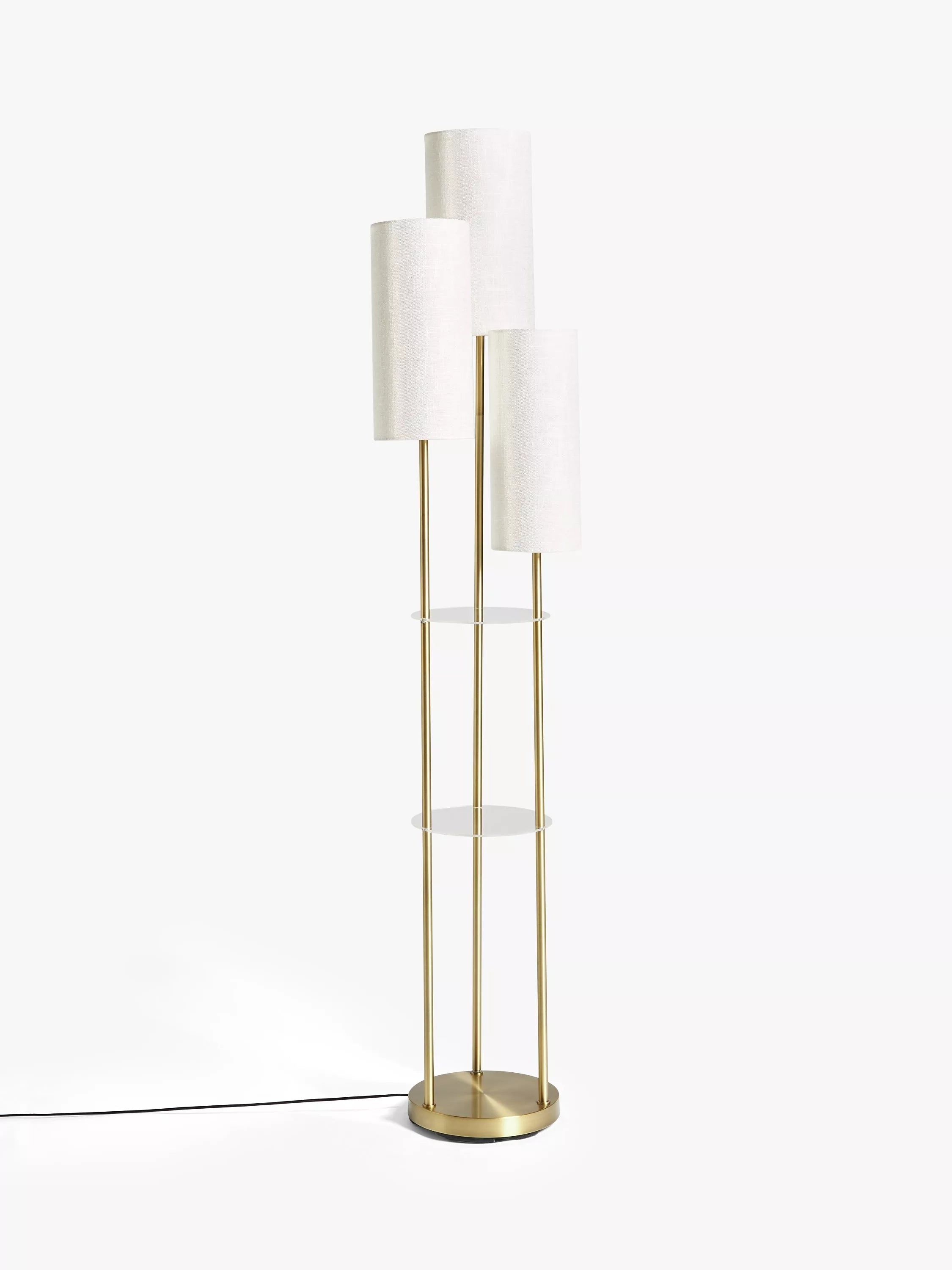 John Lewis Cluster Trio floor lamp with brass and linen shades (British brand)