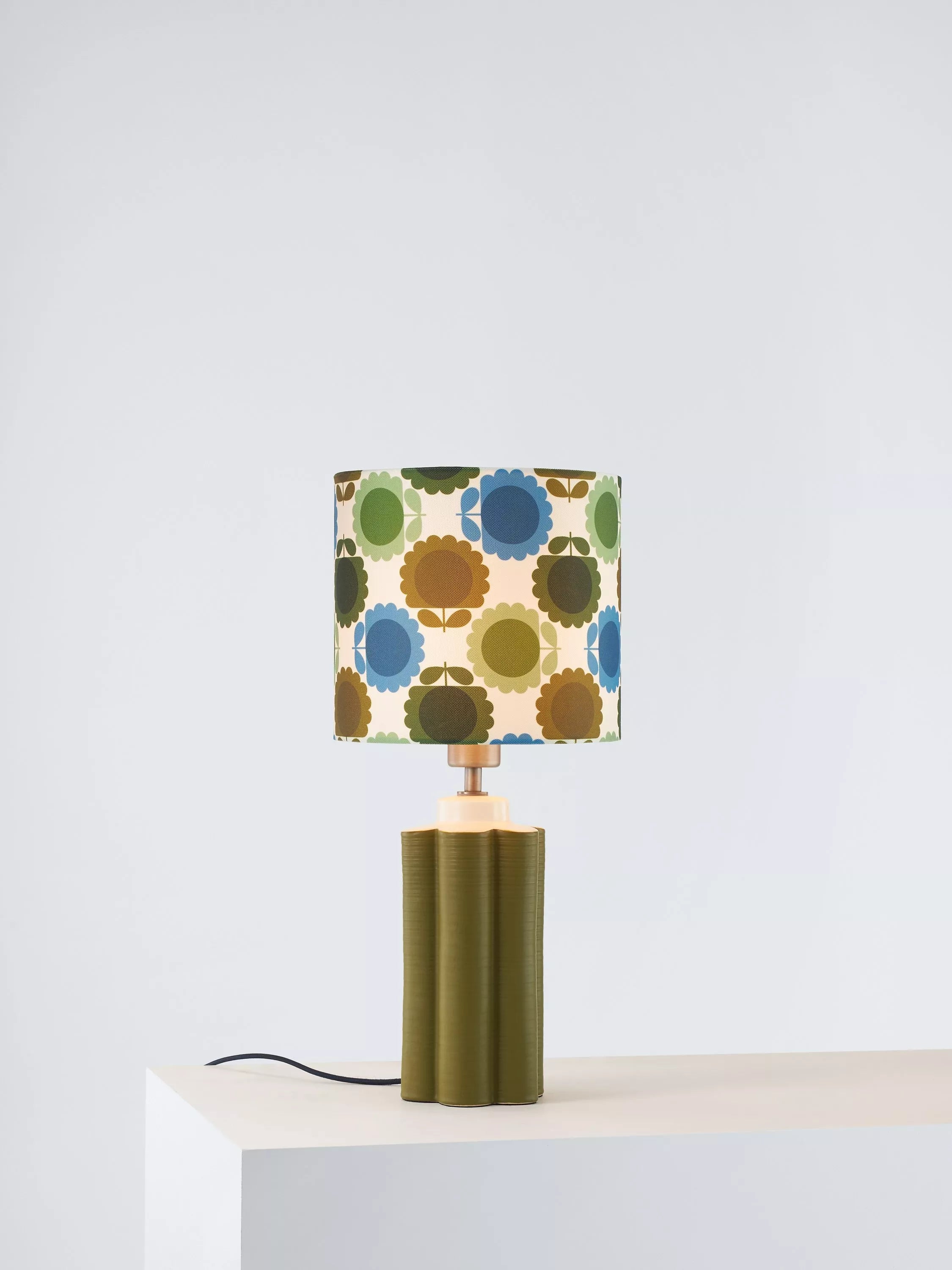 Orla Kiely green scallop table lamp 49cm, imported from the UK