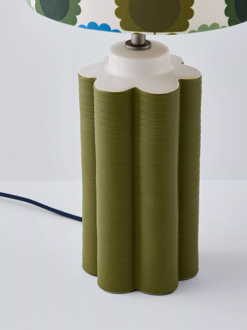 Orla Kiely green scallop table lamp 49cm, imported from the UK