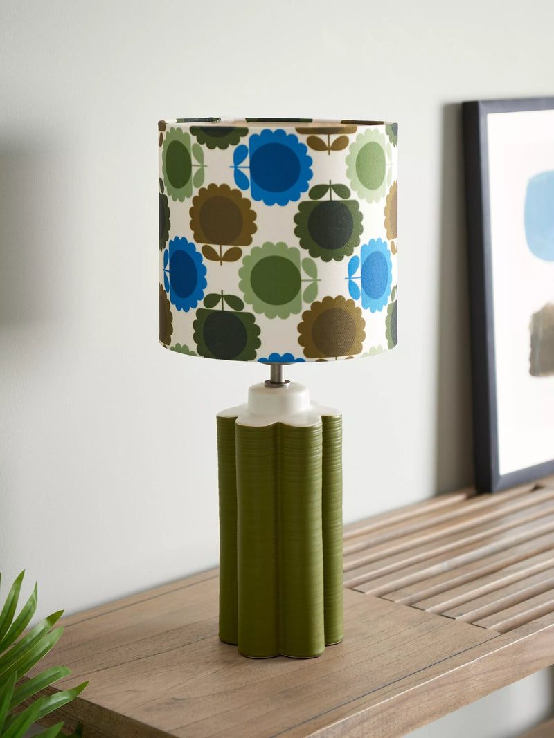 Orla Kiely green scallop table lamp 49cm, imported from the UK