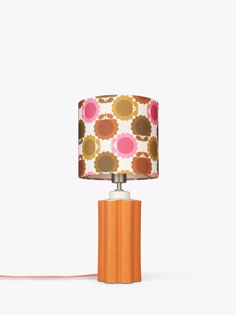 Orla Kiely scallop table lamp in terracotta, imported from the UK