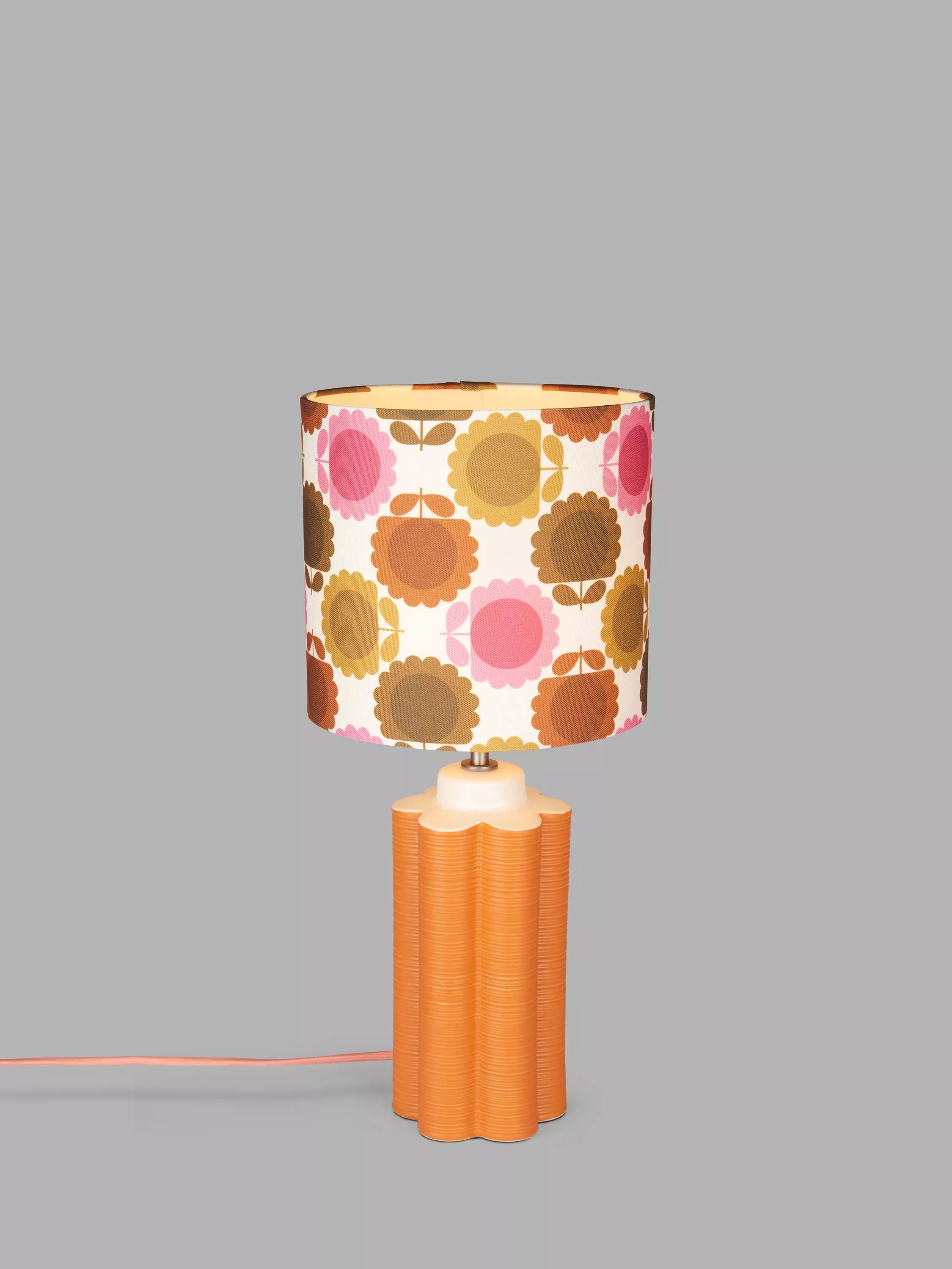 Orla Kiely scallop table lamp in terracotta, imported from the UK