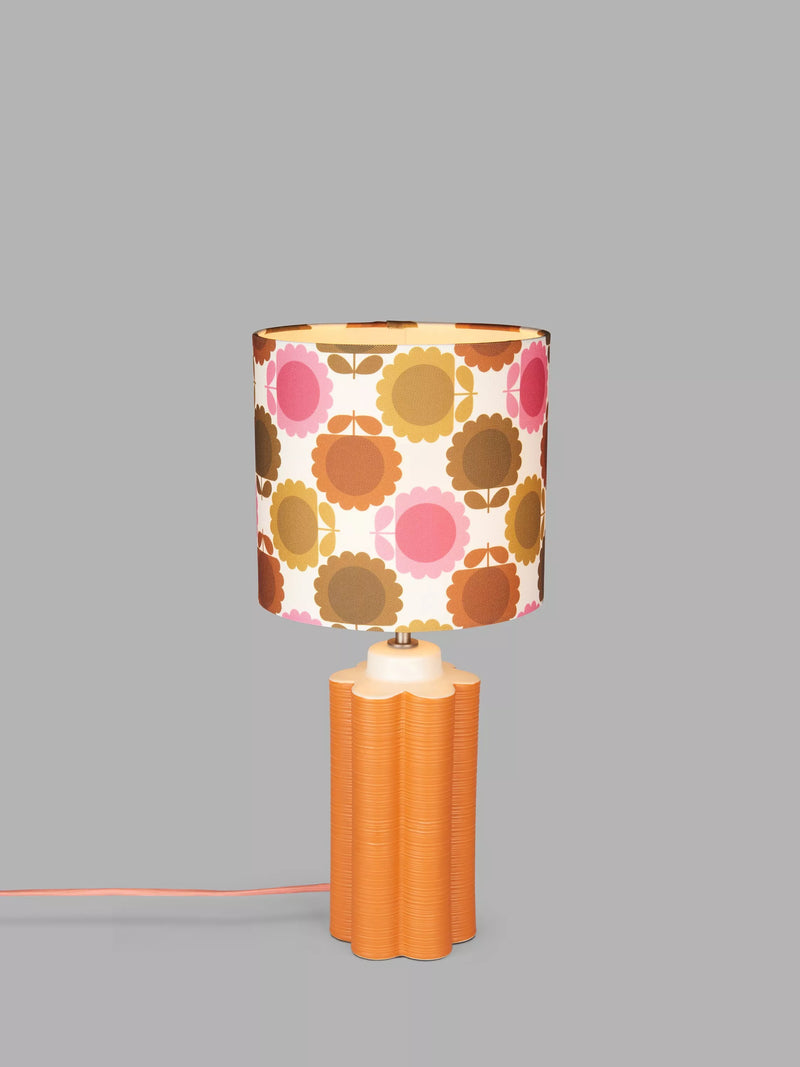 Orla Kiely scallop table lamp in terracotta, imported from the UK