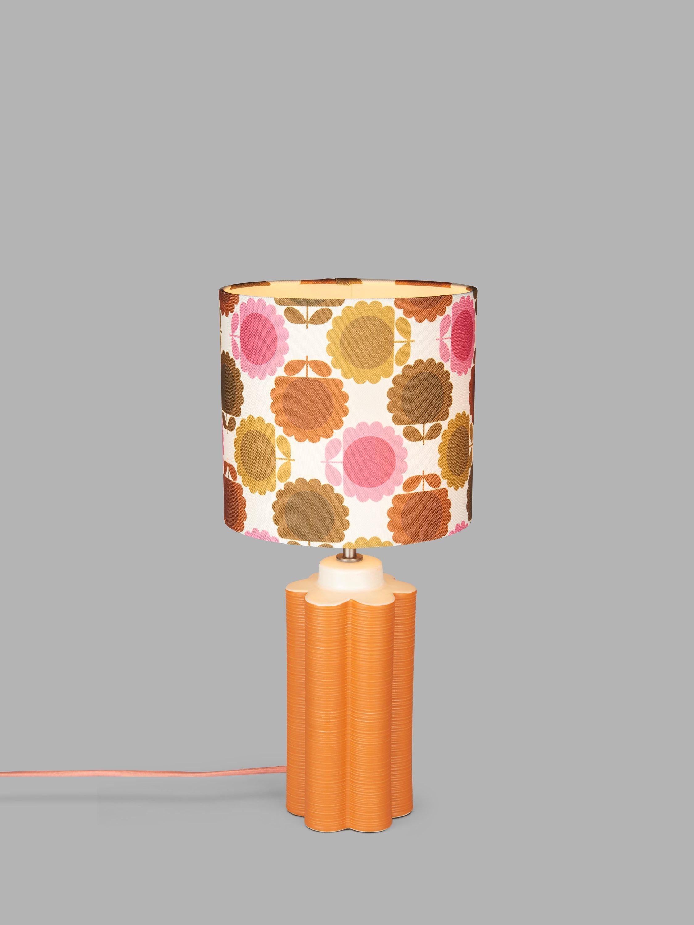 Orla Kiely scallop table lamp in terracotta, imported from the UK