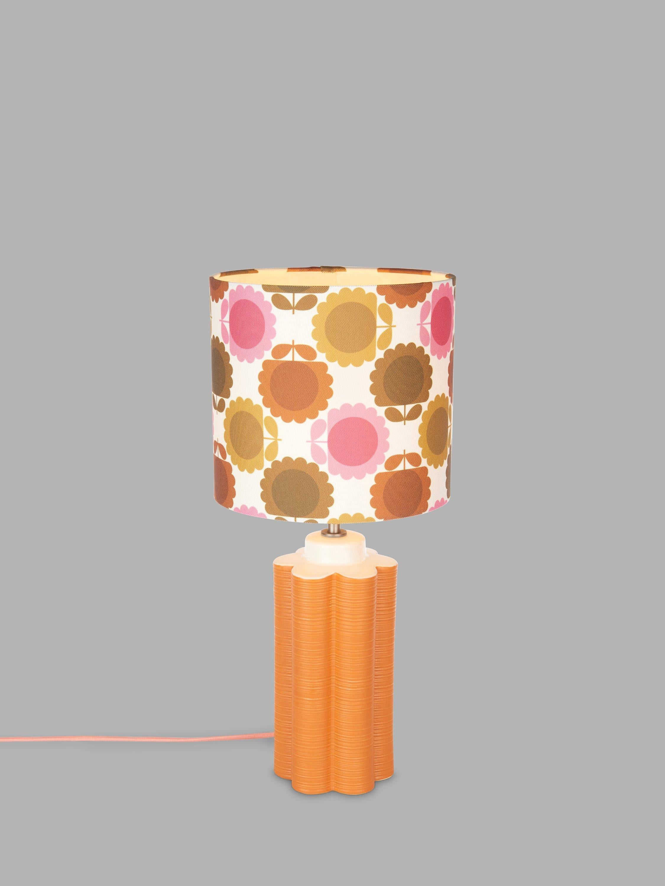 Orla Kiely scallop table lamp in terracotta, imported from the UK