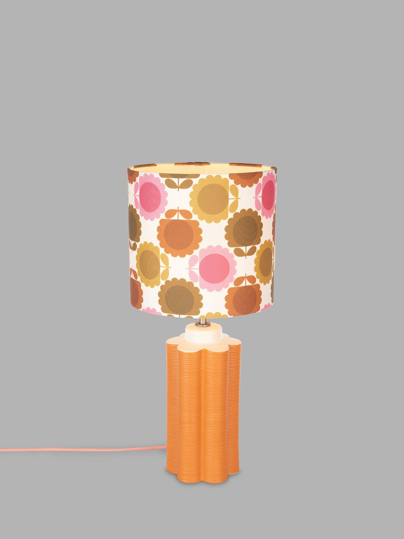 Orla Kiely scallop table lamp in terracotta, imported from the UK