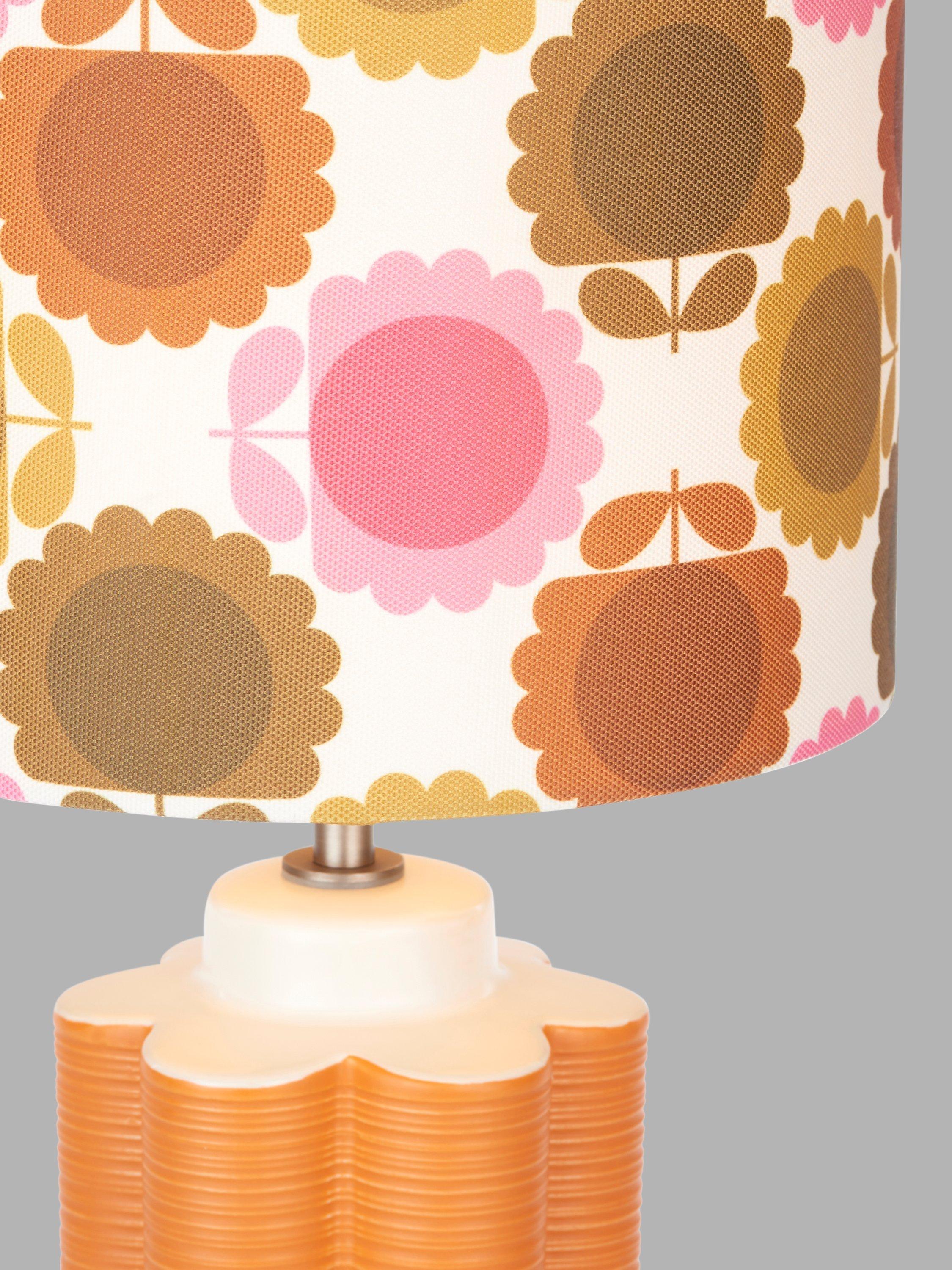Orla Kiely scallop table lamp in terracotta, imported from the UK