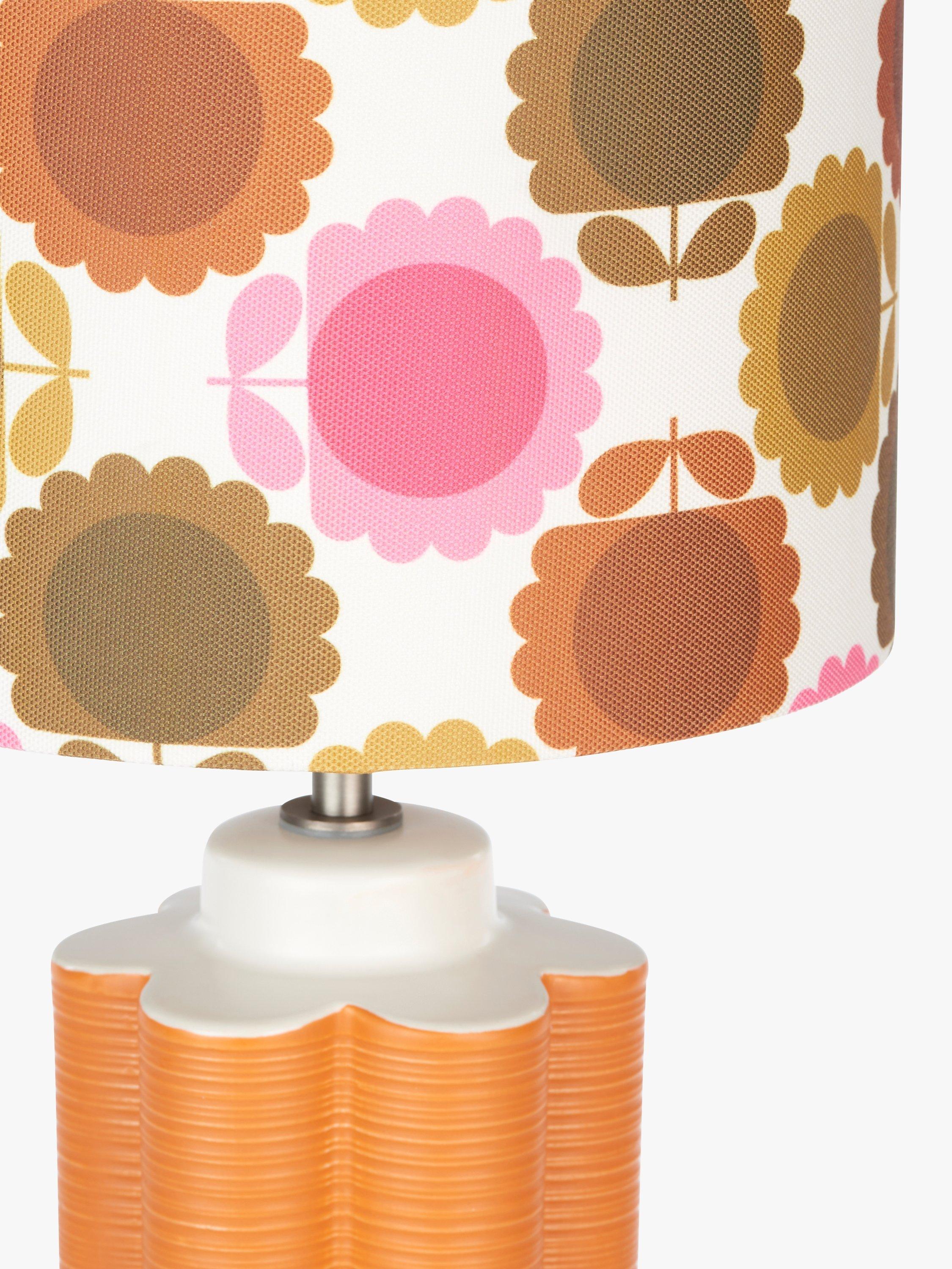 Orla Kiely scallop table lamp in terracotta, imported from the UK