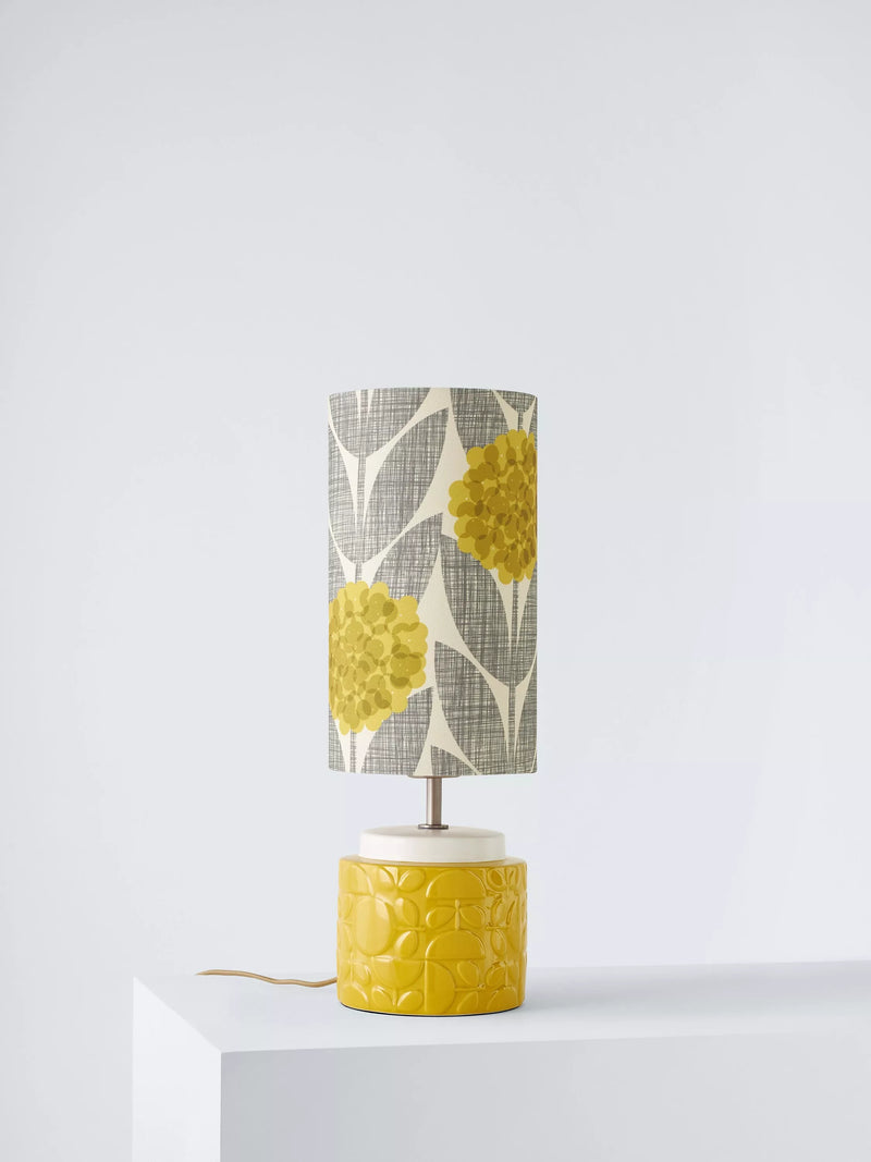 Orla Kiely yellow blossom ceramic table lamp, imported from the UK