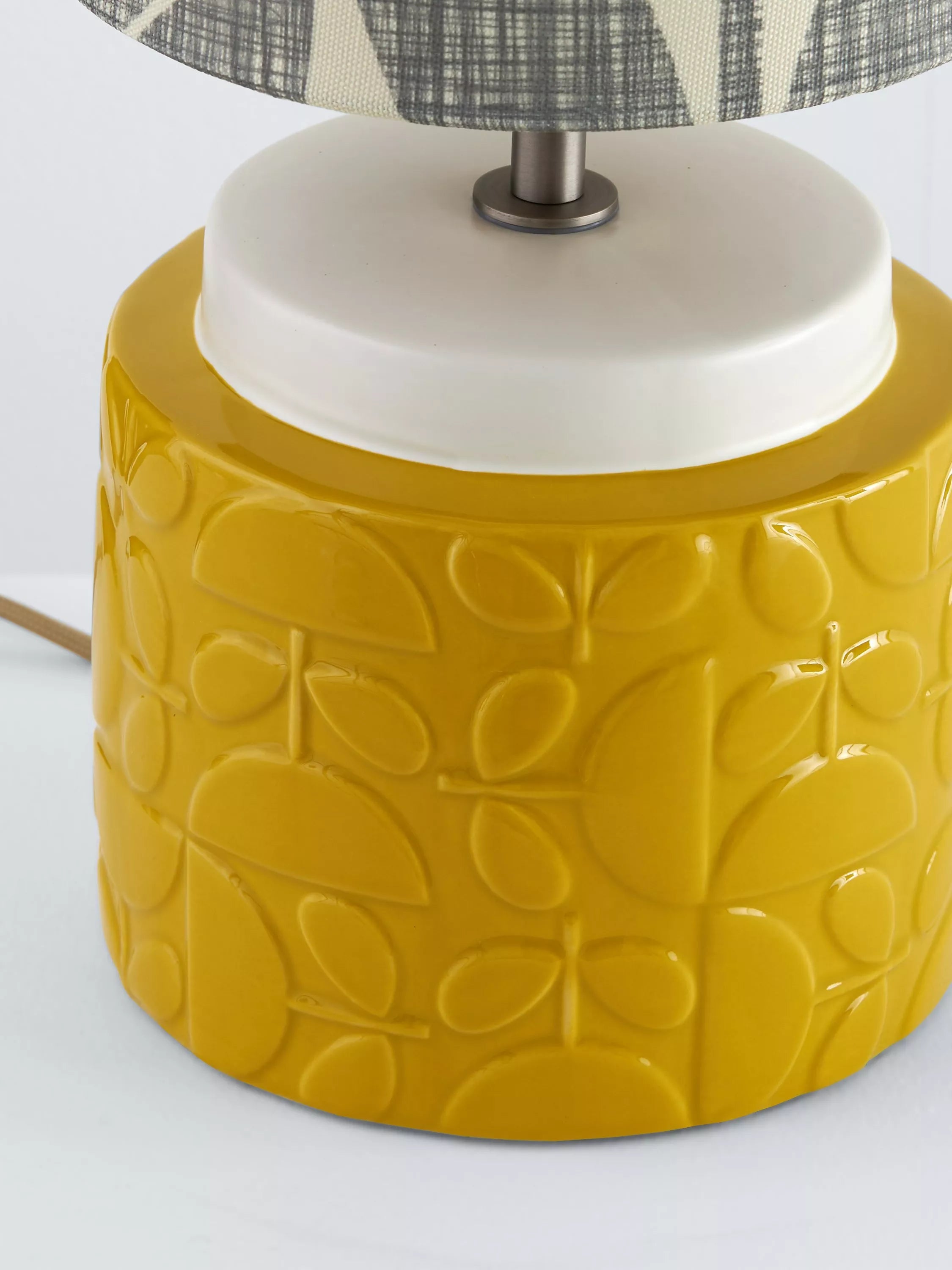 Orla Kiely yellow blossom ceramic table lamp, imported from the UK
