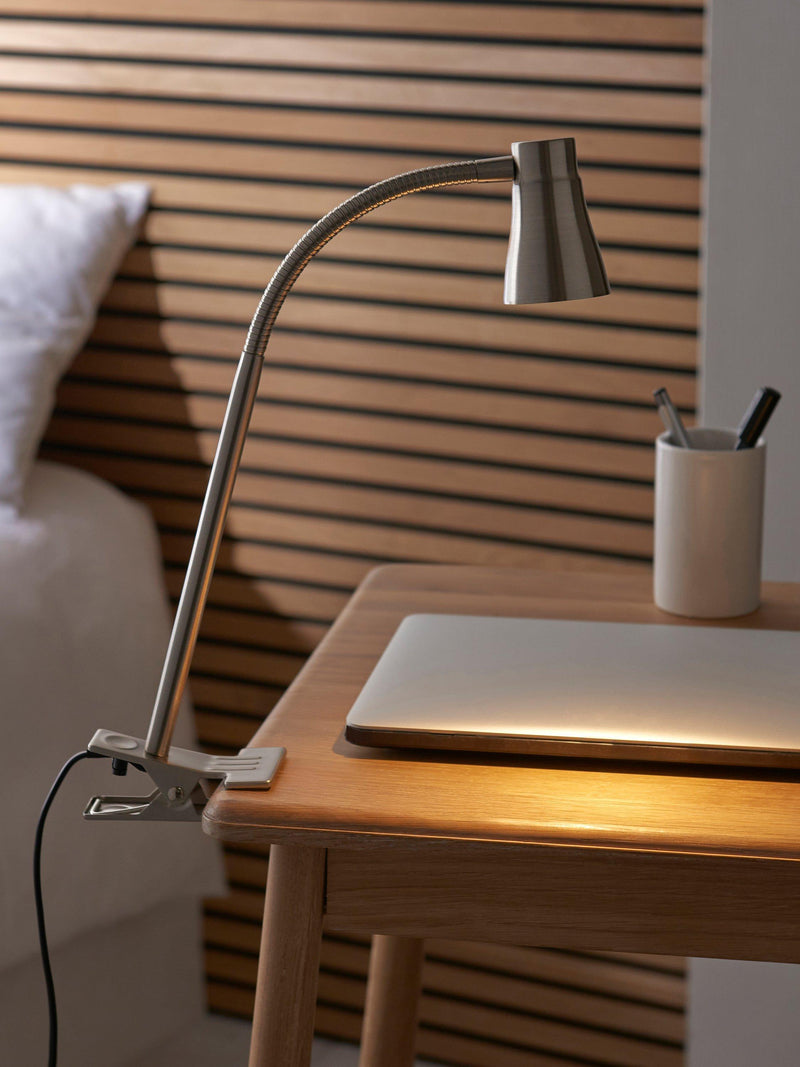 John Lewis clip table lamp chrome finish, imported from the UK