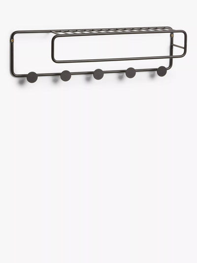 John Lewis John Lewis Metal Shelf and Hook Unit, Black, 50cm x 13cm x 10.2cm- Buy online at McGrocer