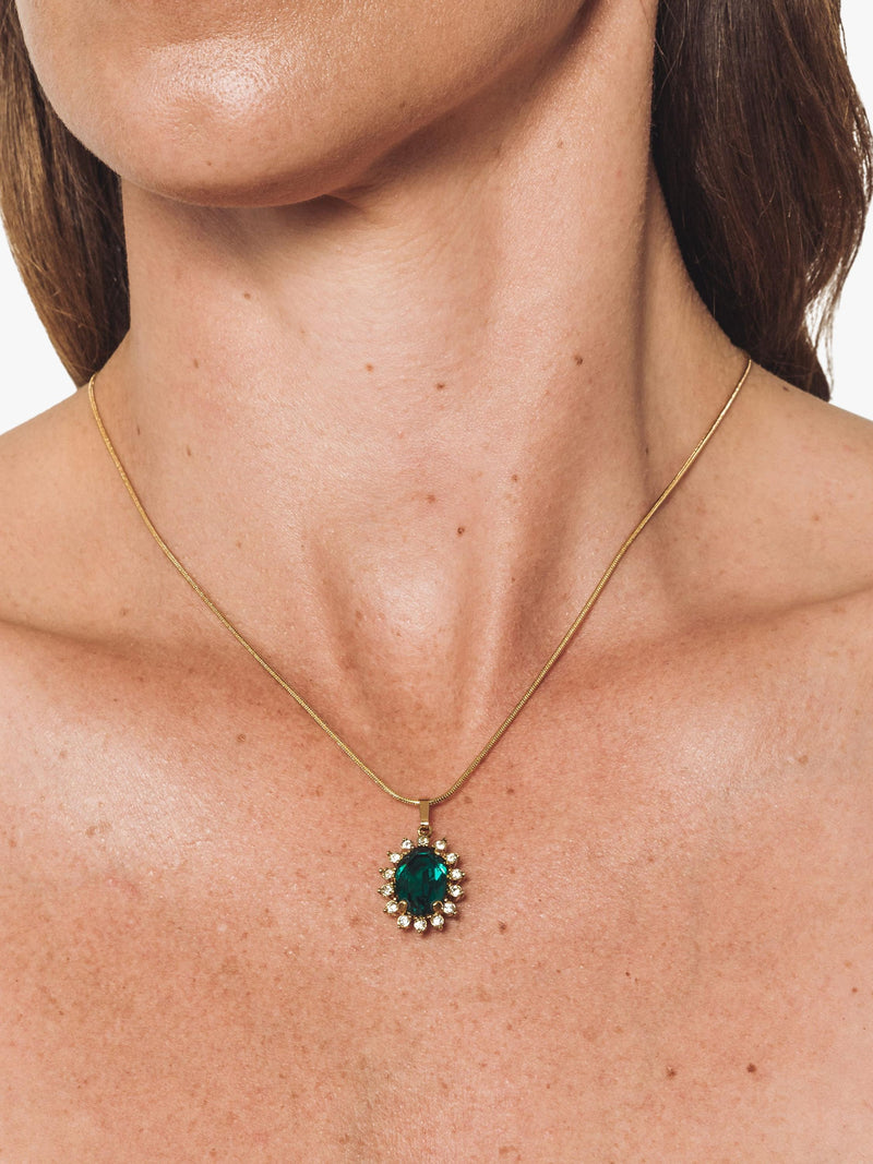 Eclectica pre-loved gold Swarovski crystal pendant necklace (British brand)