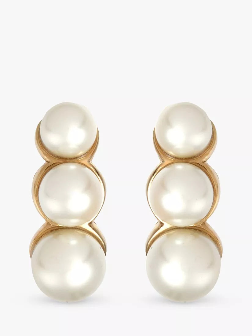 Eclectica 18ct gold plated faux pearl clip-on earrings, UK version