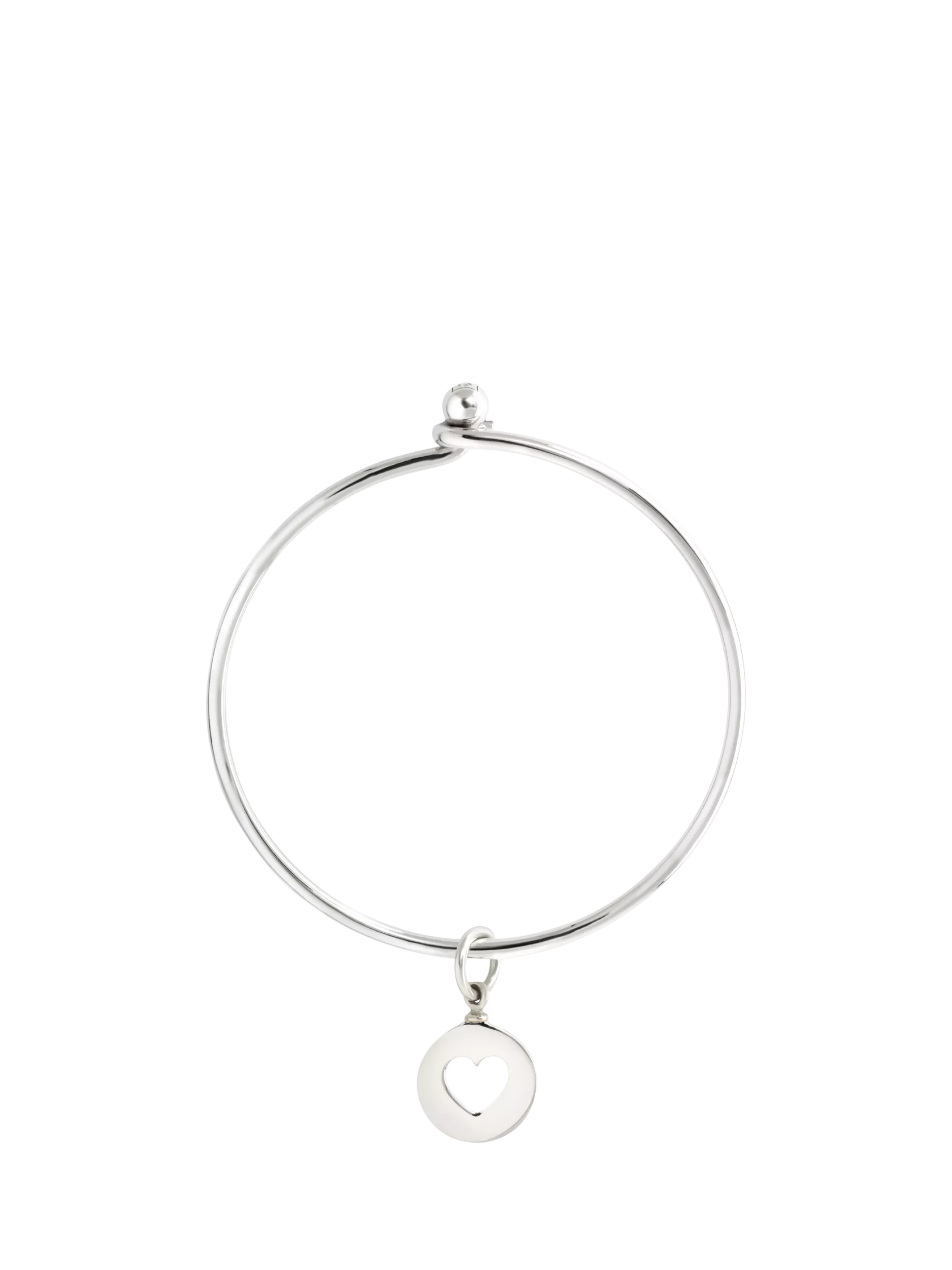 Recognised Heart Popon Bangle, Silver