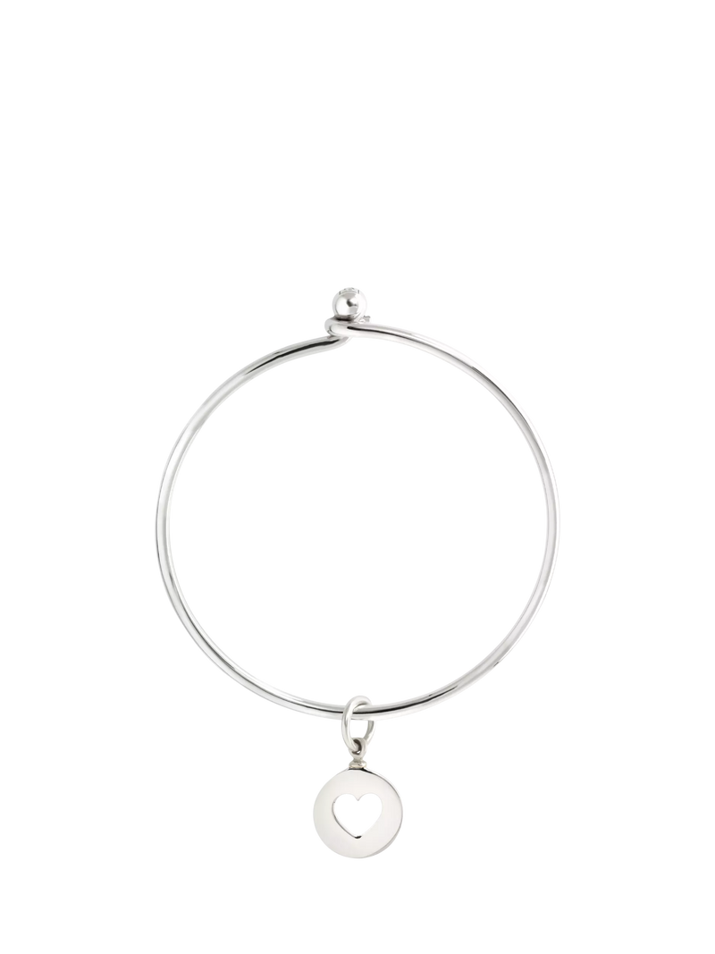 Recognised Heart Popon Bangle, Silver