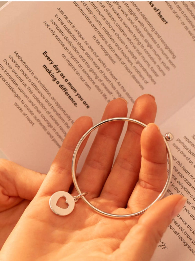 Recognised Heart Popon gold plated sterling silver bangle, UK version