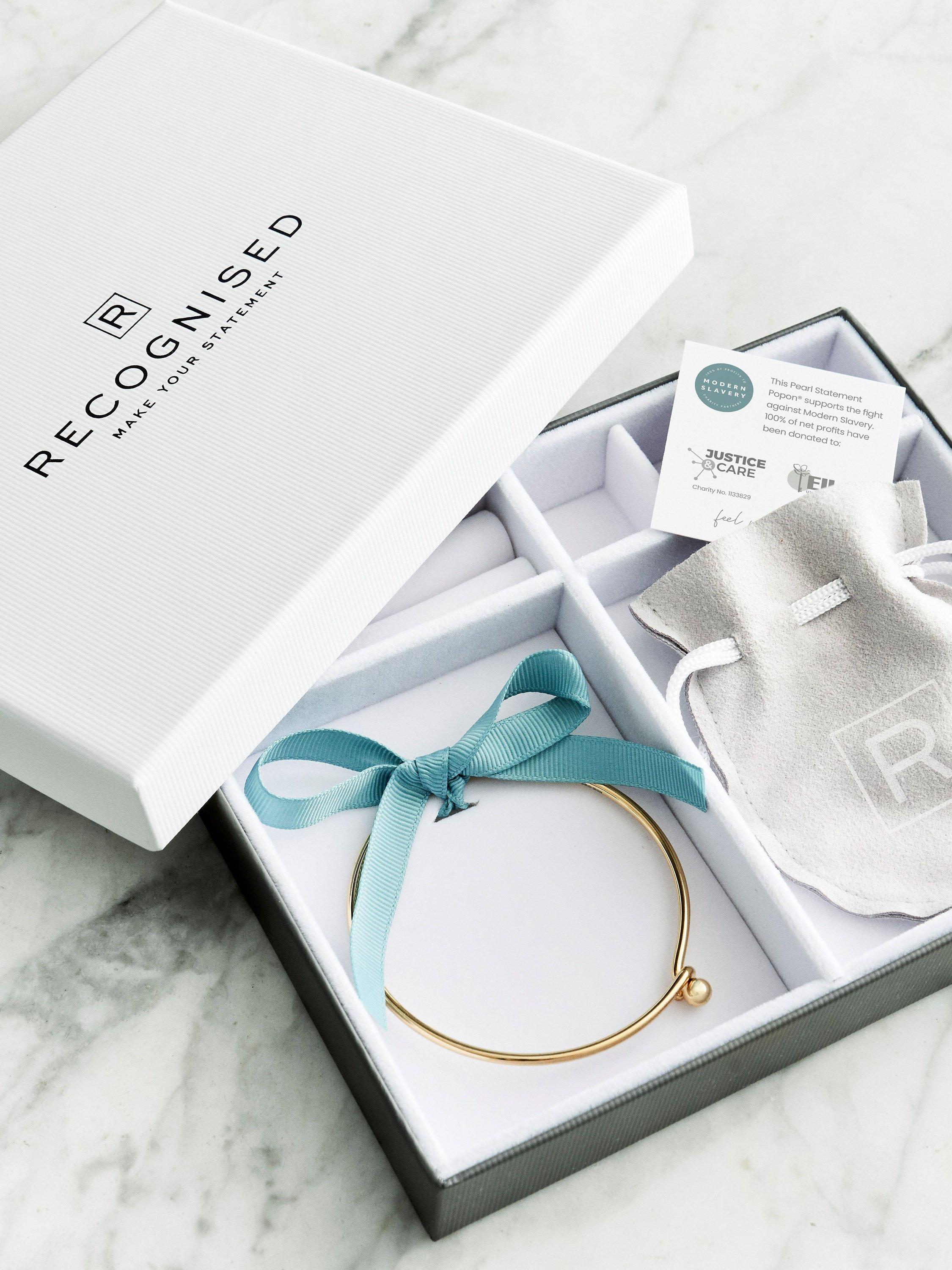 Recognised Freedom Pearl Popon Bangle rose gold plated sterling silver freshwater pearl - British product