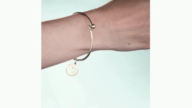 Recognised Heart Popon gold plated sterling silver bangle, UK version