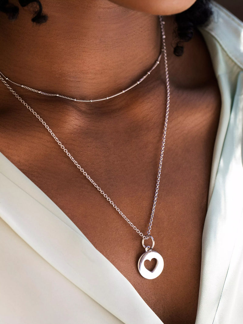 Recognised Heart Popon sterling silver pendant necklace, imported from the UK