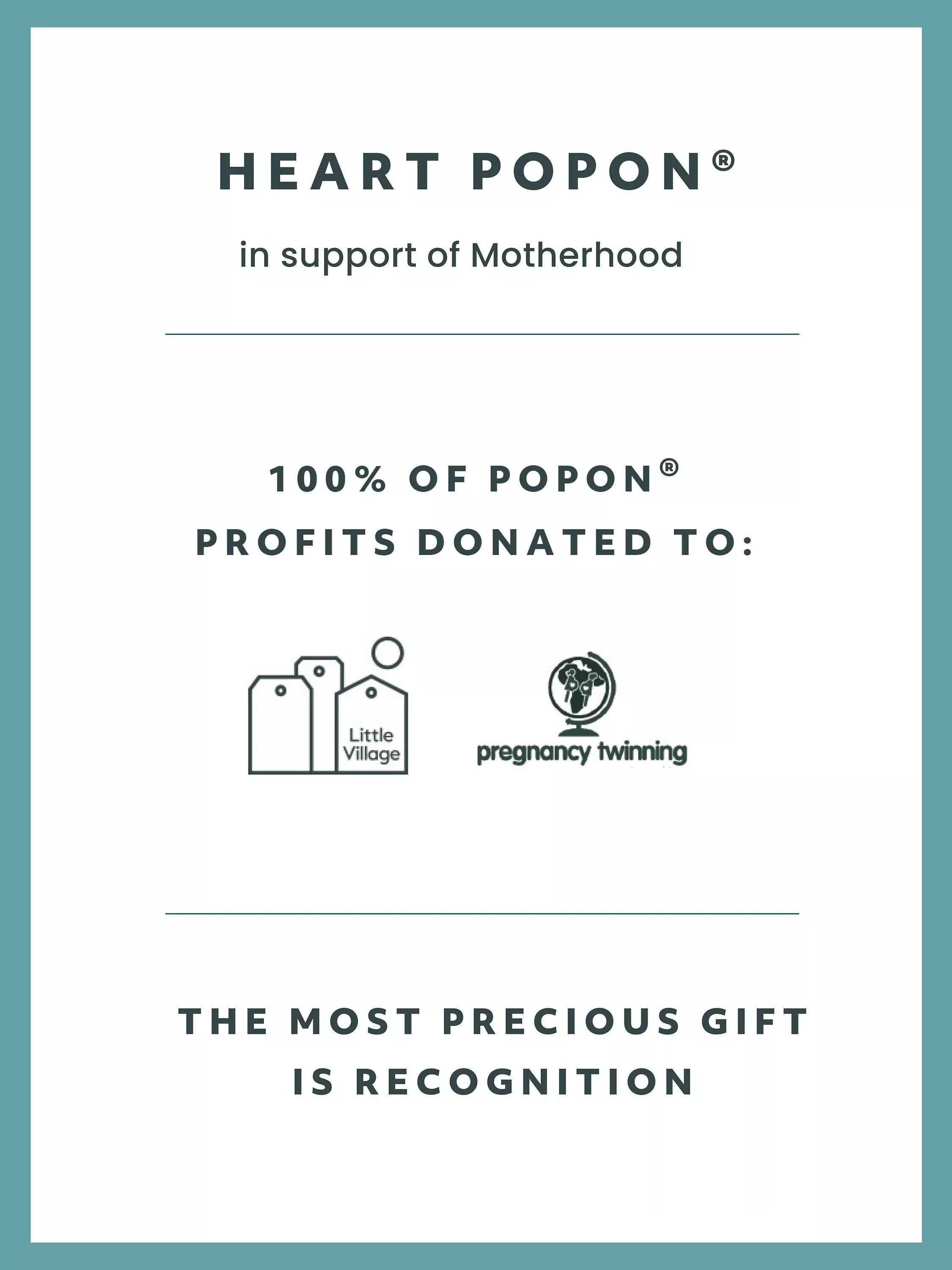 Recognised Heart Popon sterling silver pendant necklace, imported from the UK