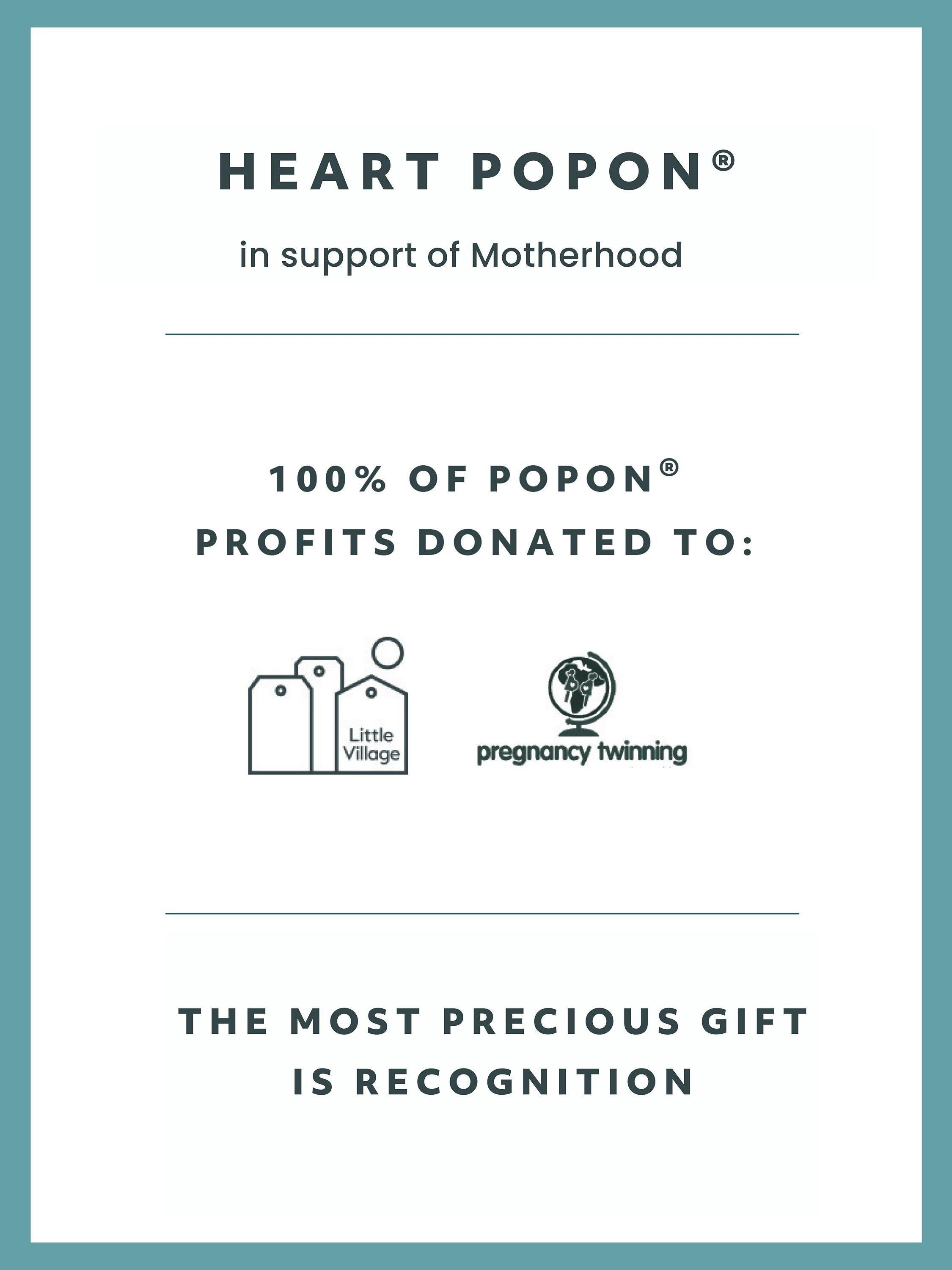 Recognised Heart Popon sterling silver pendant necklace, imported from the UK