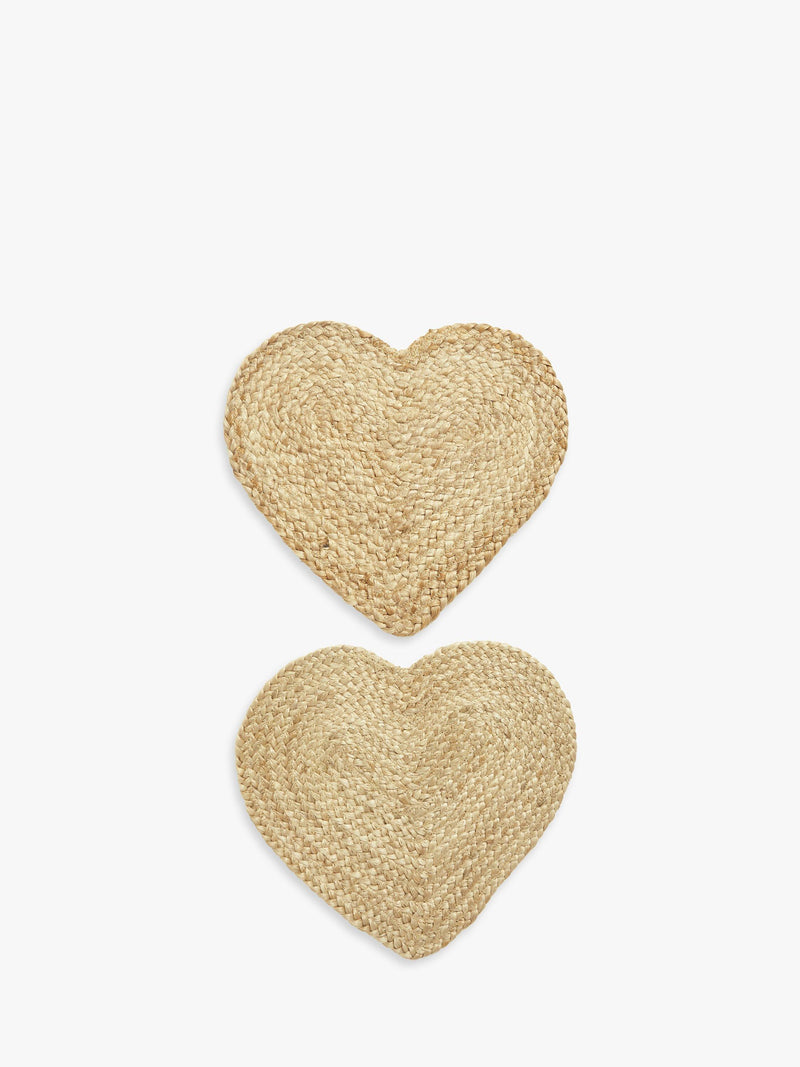 John Lewis jute heart placemats Natural Set of 2, UK version