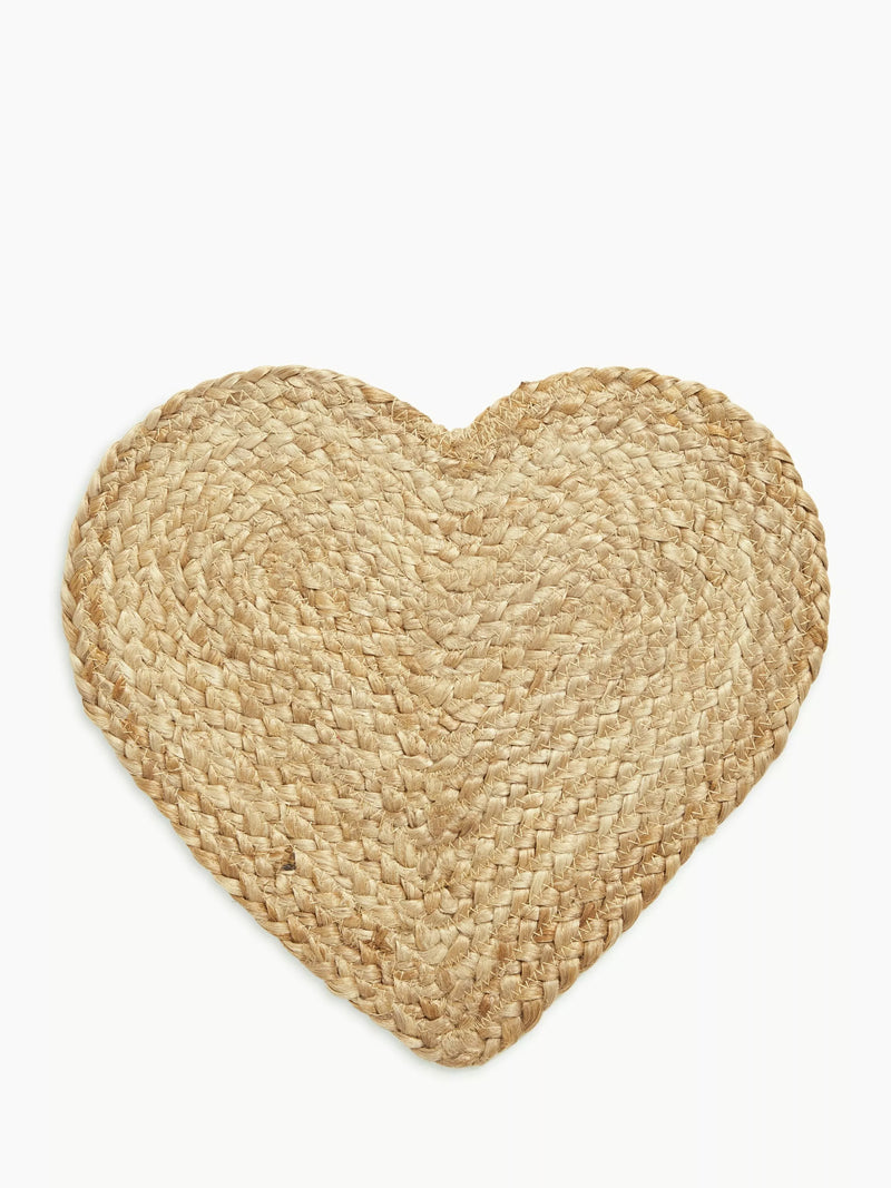 John Lewis jute heart placemats Natural Set of 2, UK version