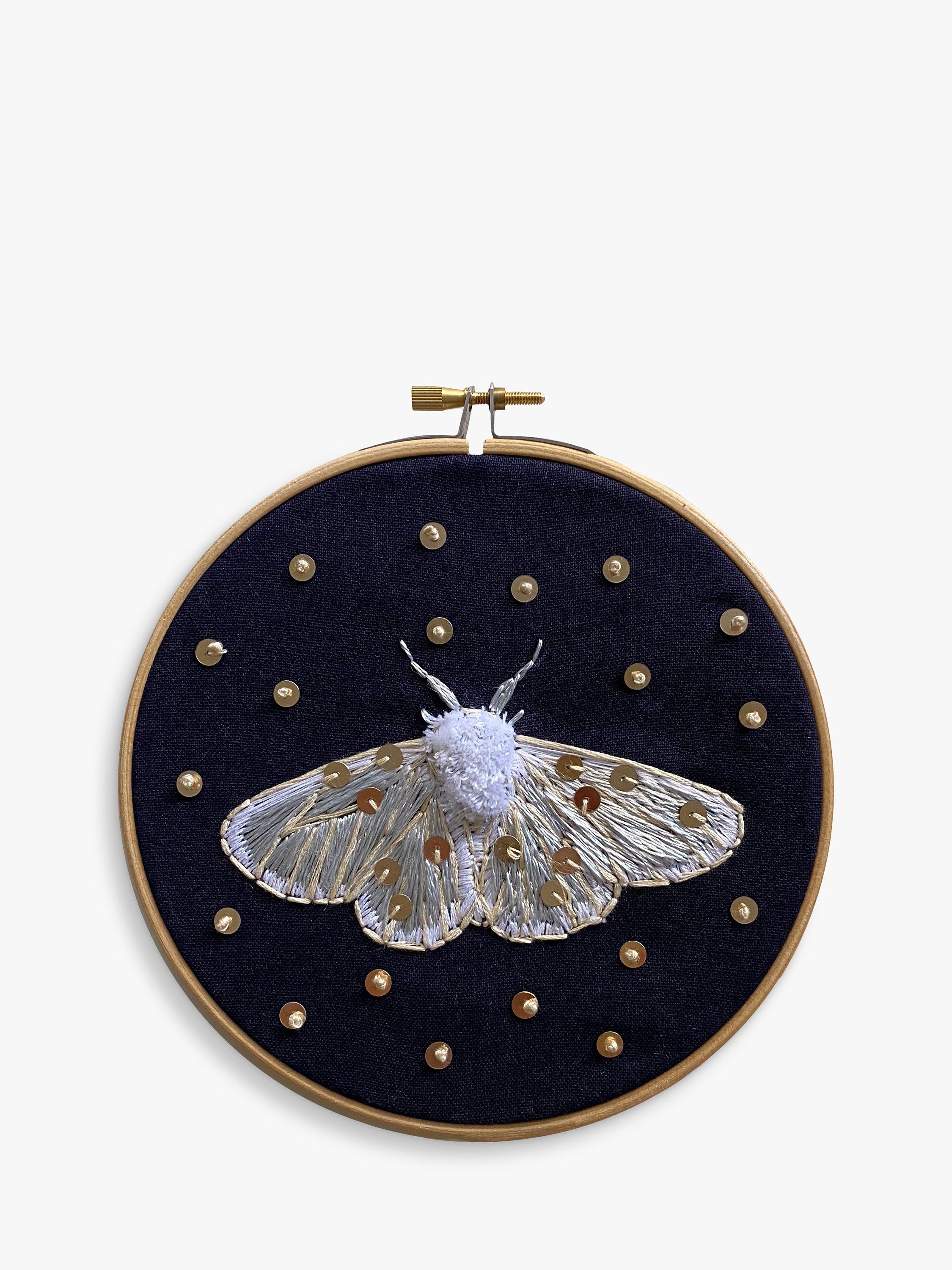 MakeBox & Co moth moon embroidery kit 15cm 12cm - British product
