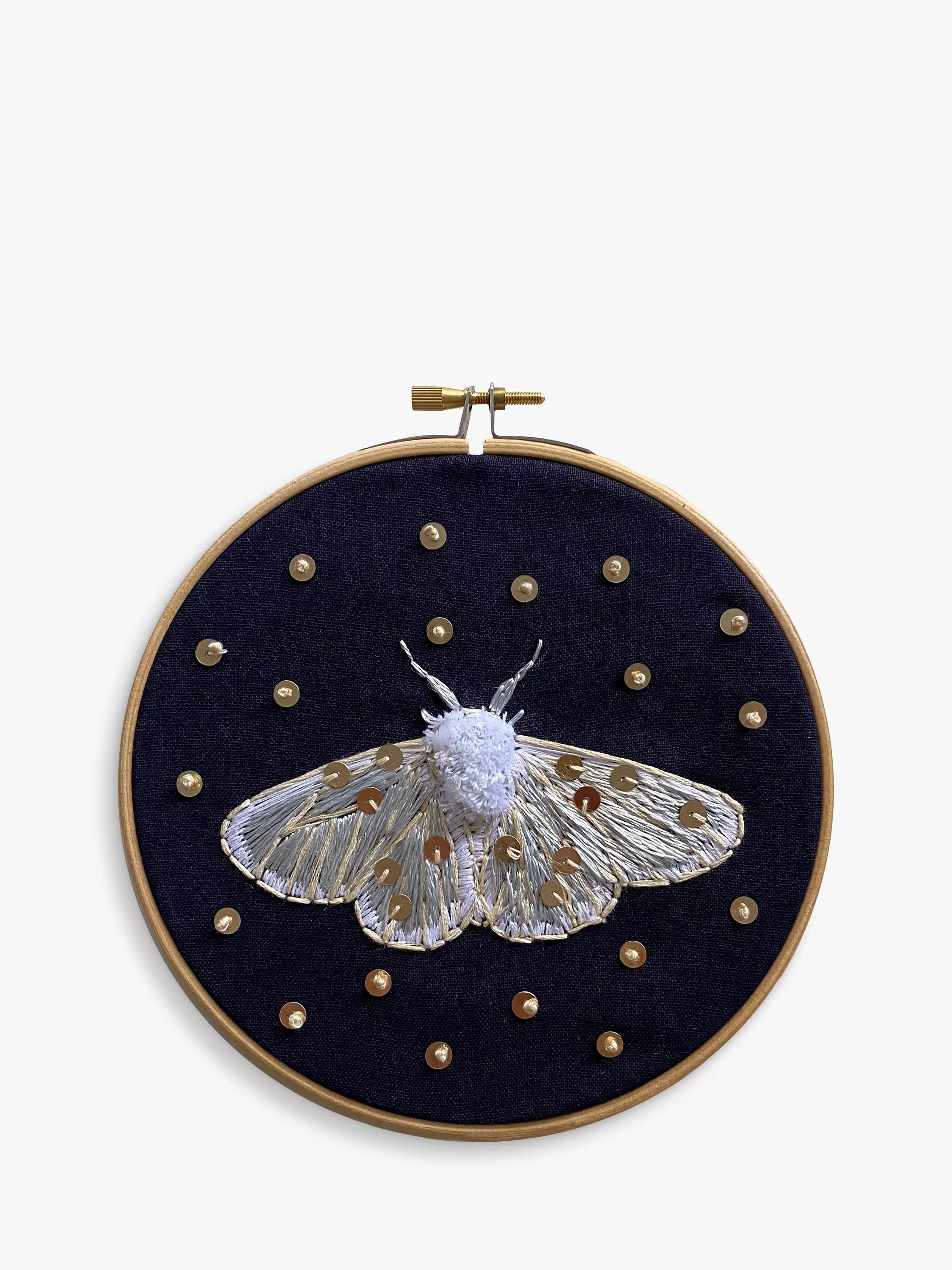 MakeBox & Co moth moon embroidery kit 15cm 12cm - British product