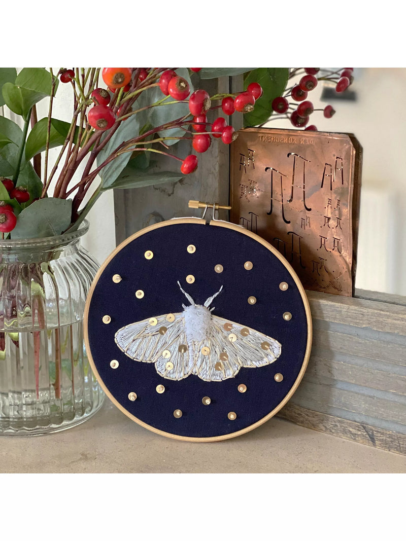 MakeBox & Co moth moon embroidery kit 15cm 12cm - British product