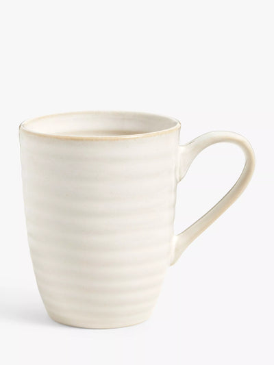 John Lewis Ribbed Stoneware Coffee Mug for Latte, 297ml in White- Buy online at McGrocer
