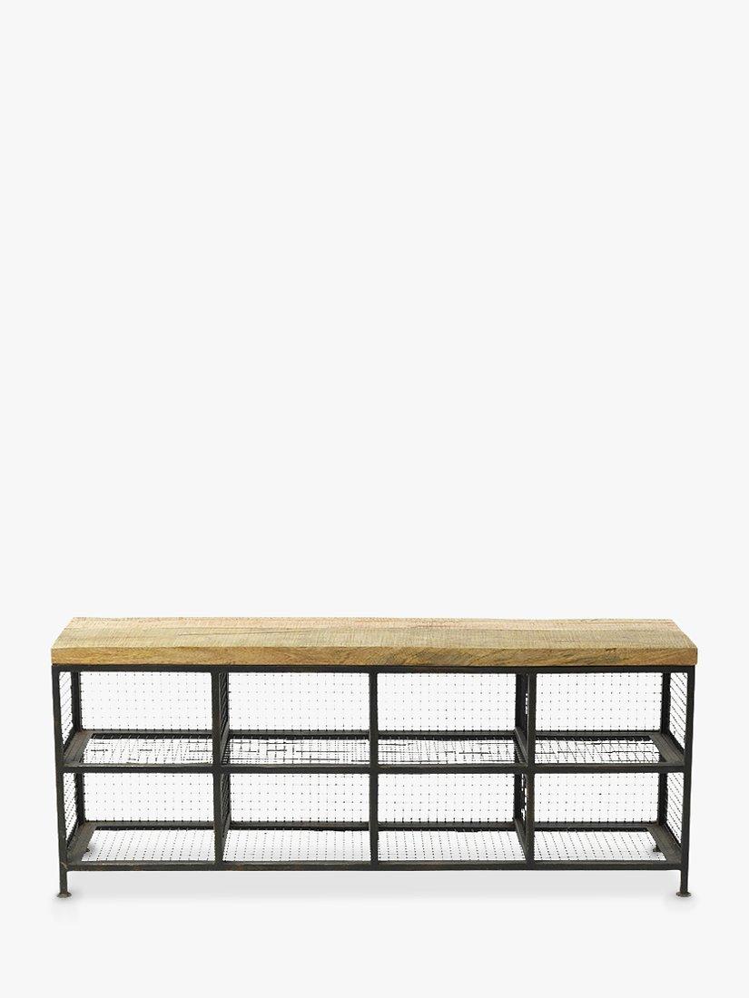 nkuku Hasa storage bench iron frame mango wood (British brand)