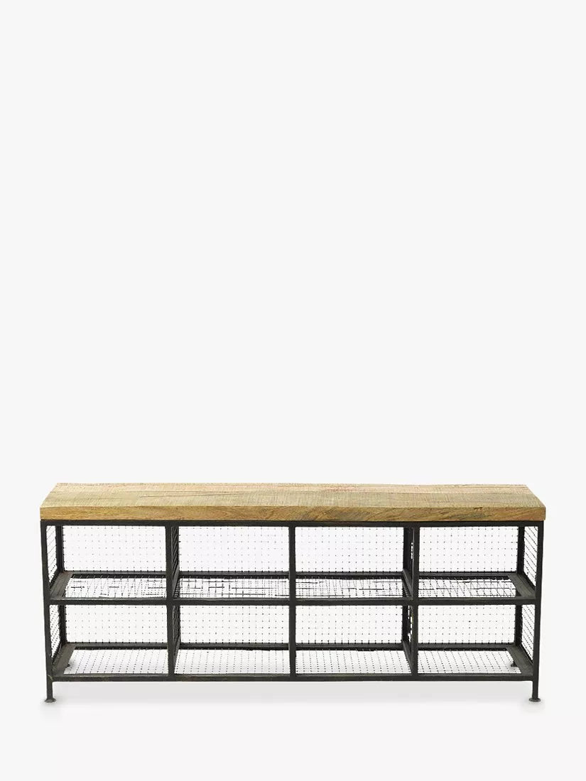 nkuku Hasa storage bench iron frame mango wood (British brand)