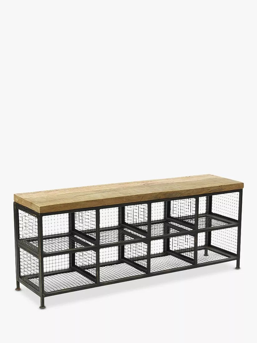 nkuku Hasa storage bench iron frame mango wood (British brand)