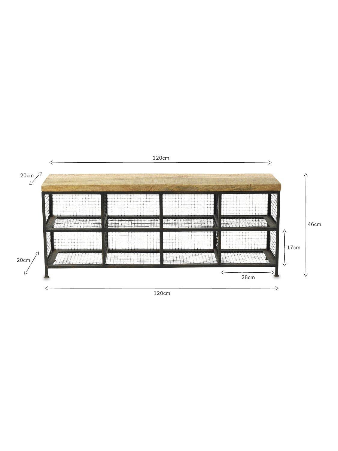 nkuku Hasa storage bench iron frame mango wood (British brand)