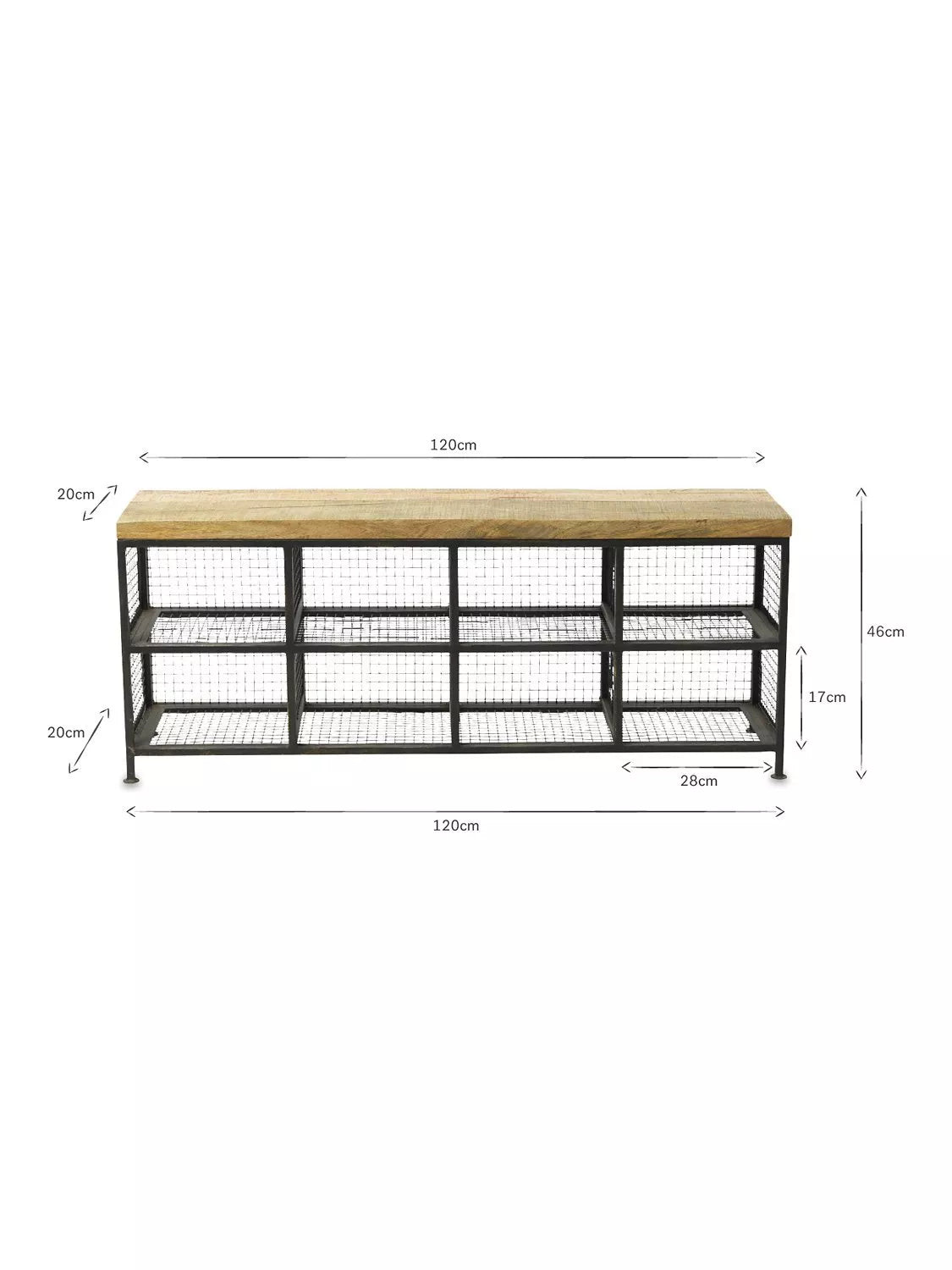 nkuku Hasa storage bench iron frame mango wood (British brand)