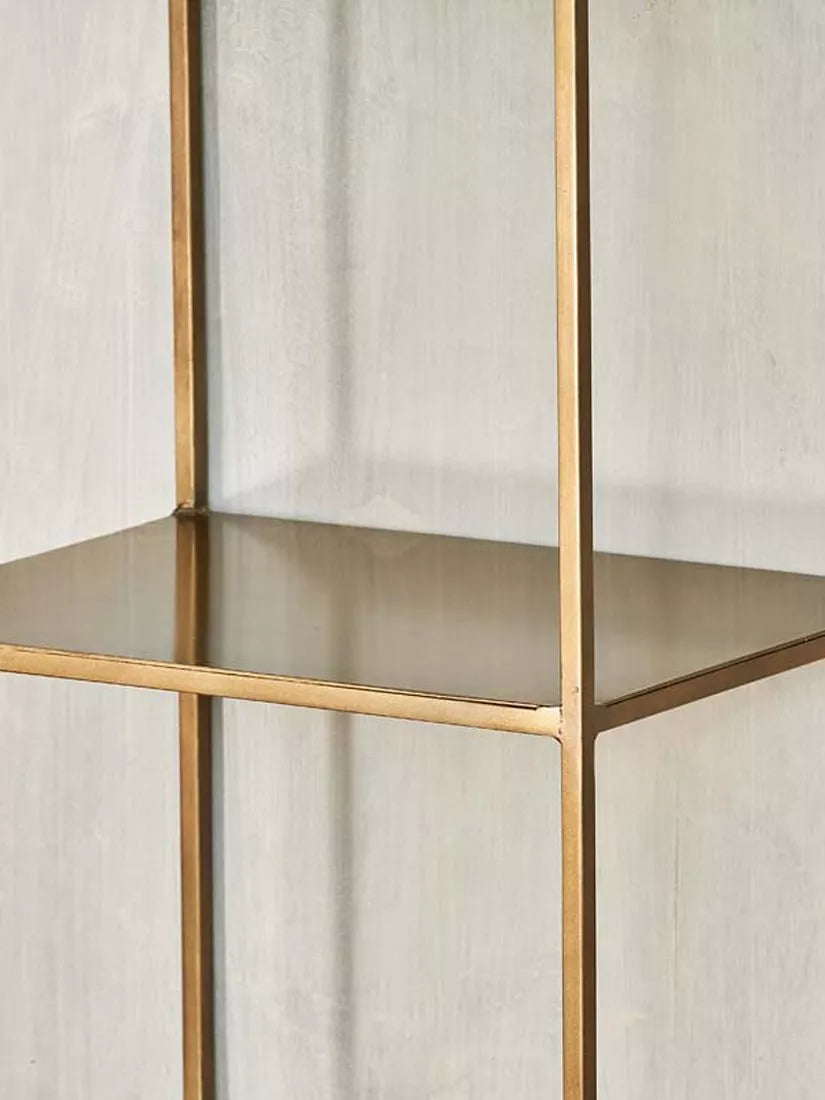 nkuku Mahi iron shelving unit antique brass tall - British product