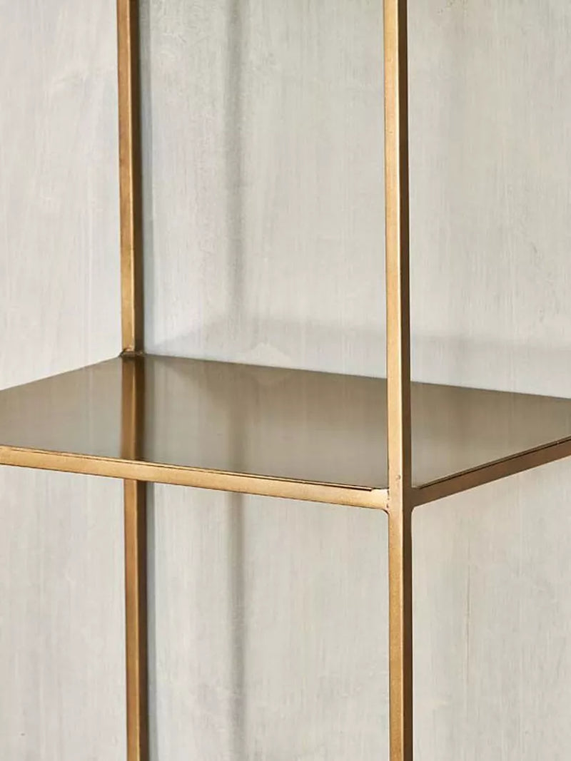 nkuku Mahi iron shelving unit antique brass tall - British product