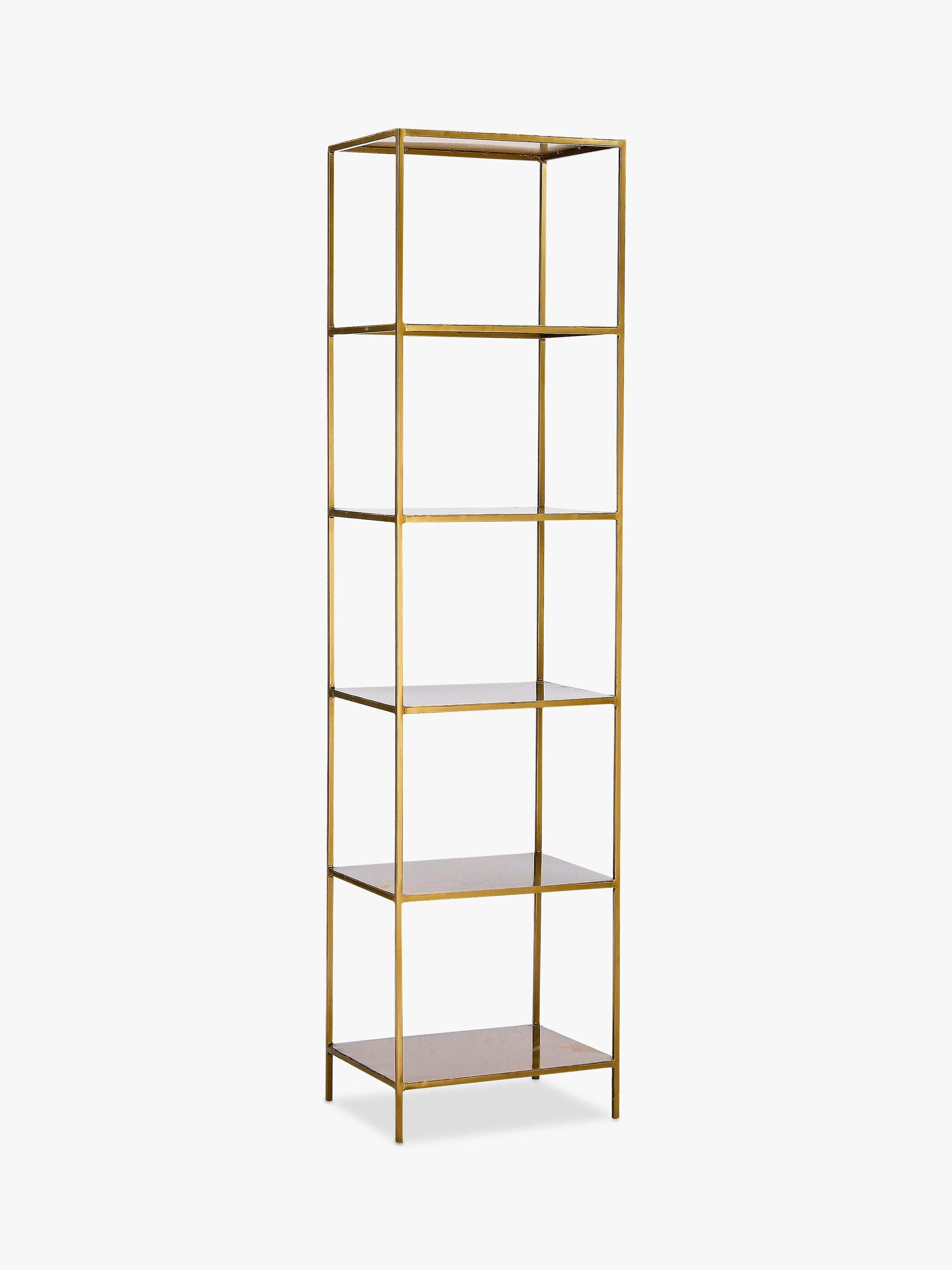 nkuku Mahi iron shelving unit antique brass tall - British product