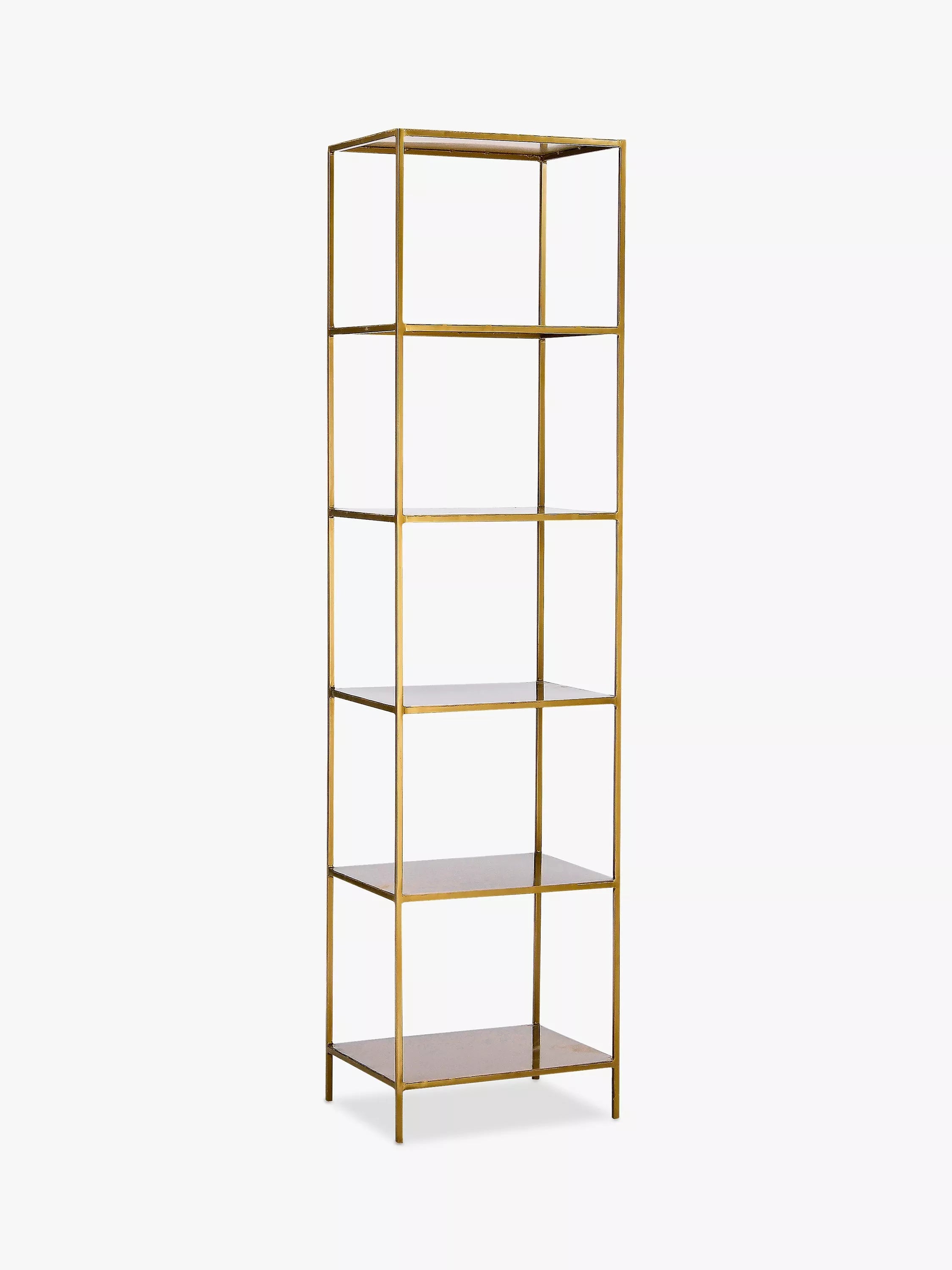 nkuku Mahi iron shelving unit antique brass tall - British product