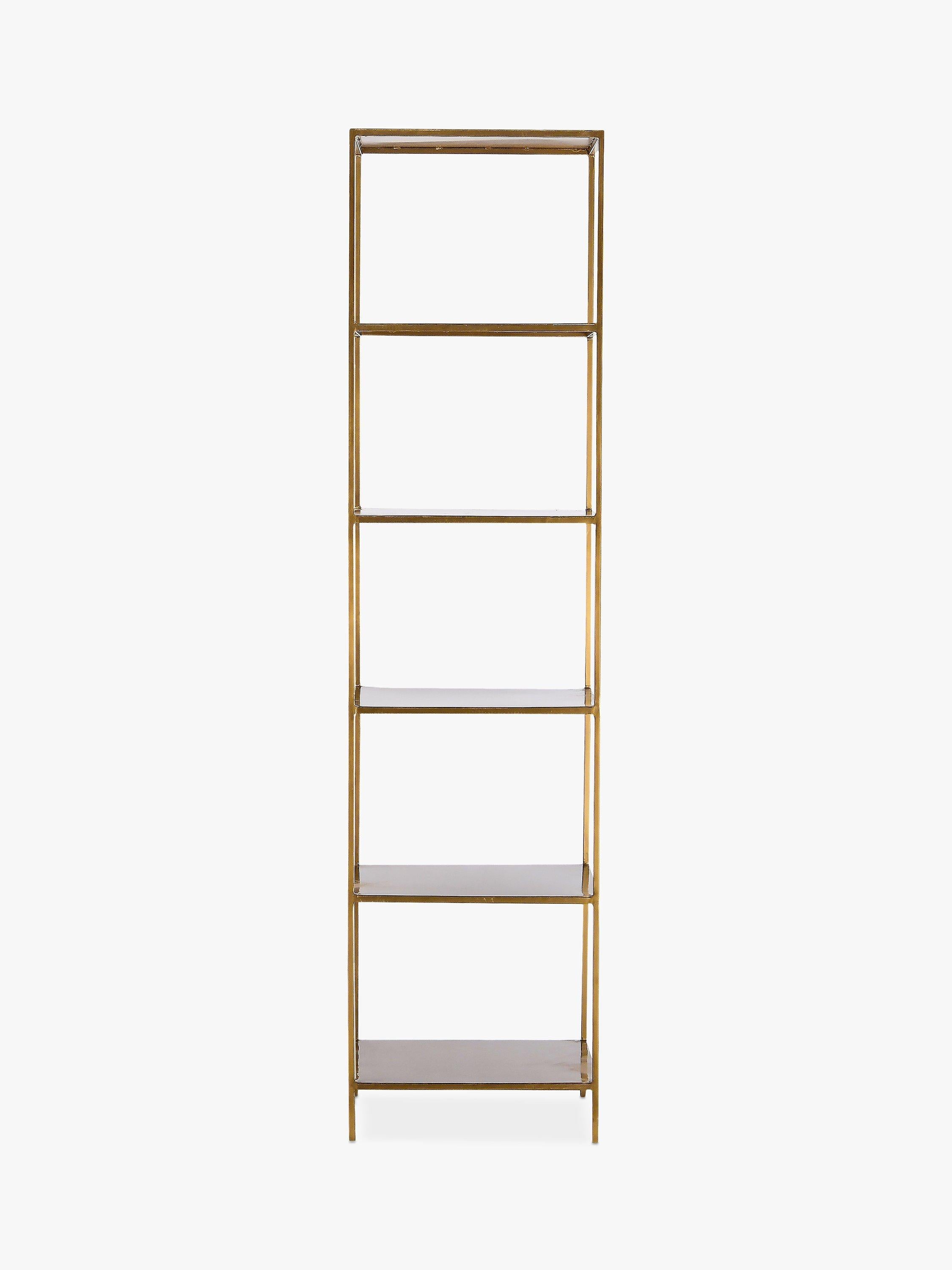 nkuku Mahi iron shelving unit antique brass tall - British product