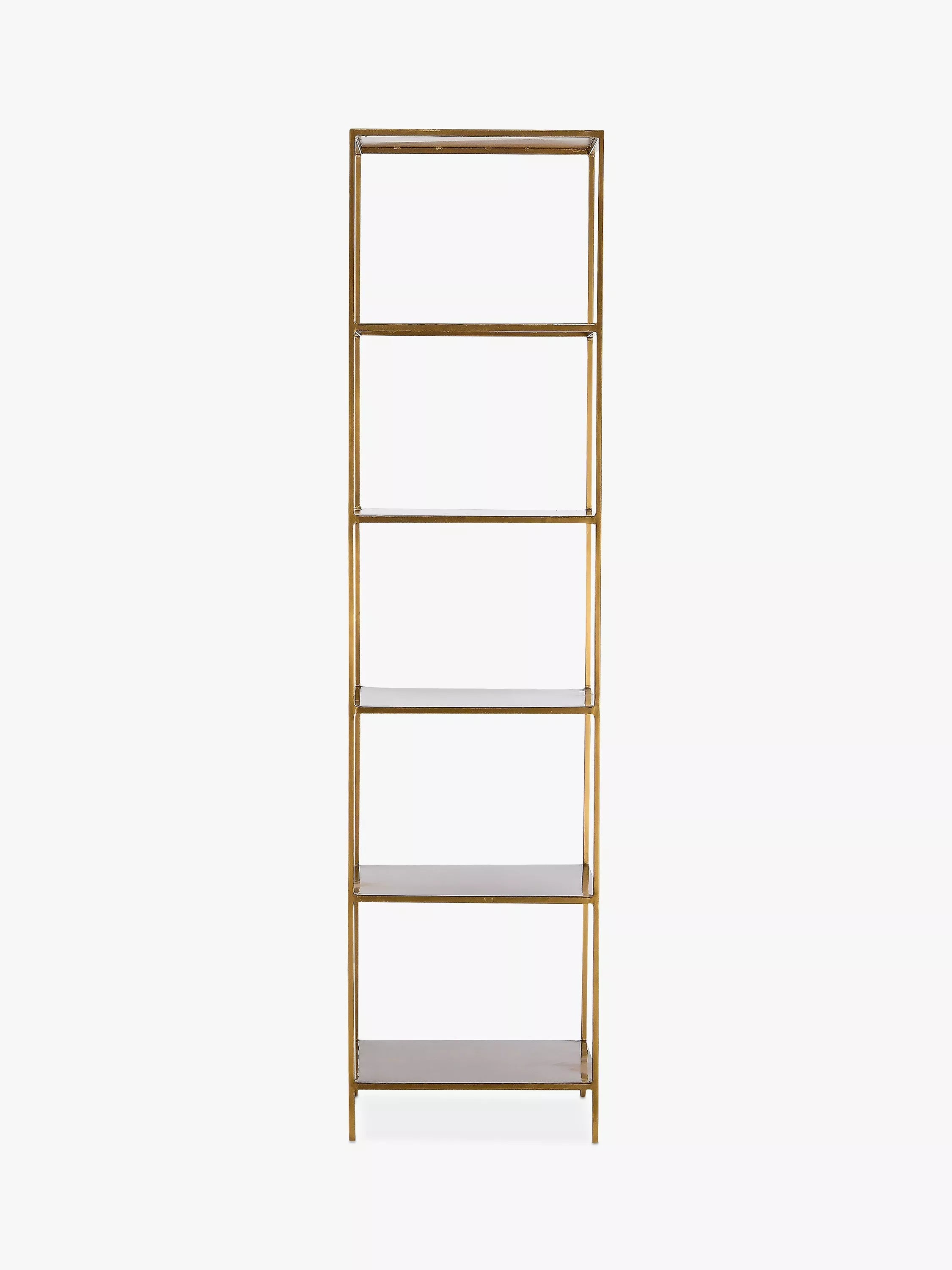 nkuku Mahi iron shelving unit antique brass tall - British product