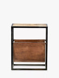 nkuku Alera mango wood and leather magazine rack side table - British product