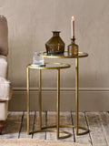 nkuku nesting side tables brass finish set of 2 (British brand)
