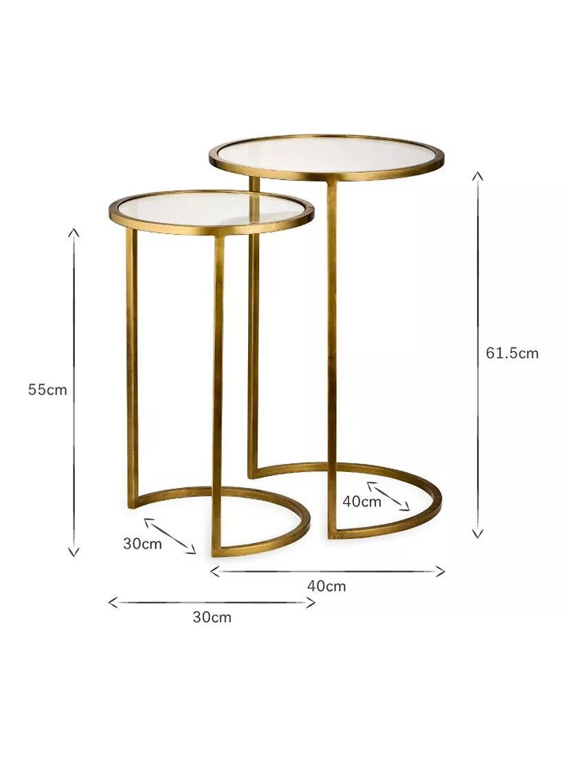 nkuku nesting side tables brass finish set of 2 (British brand)