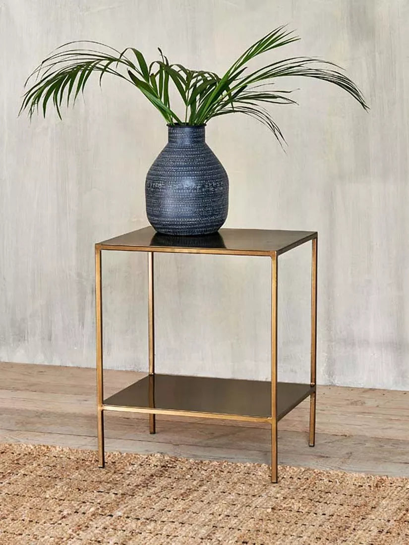 nkuku Mahi side table antique brass (British brand)