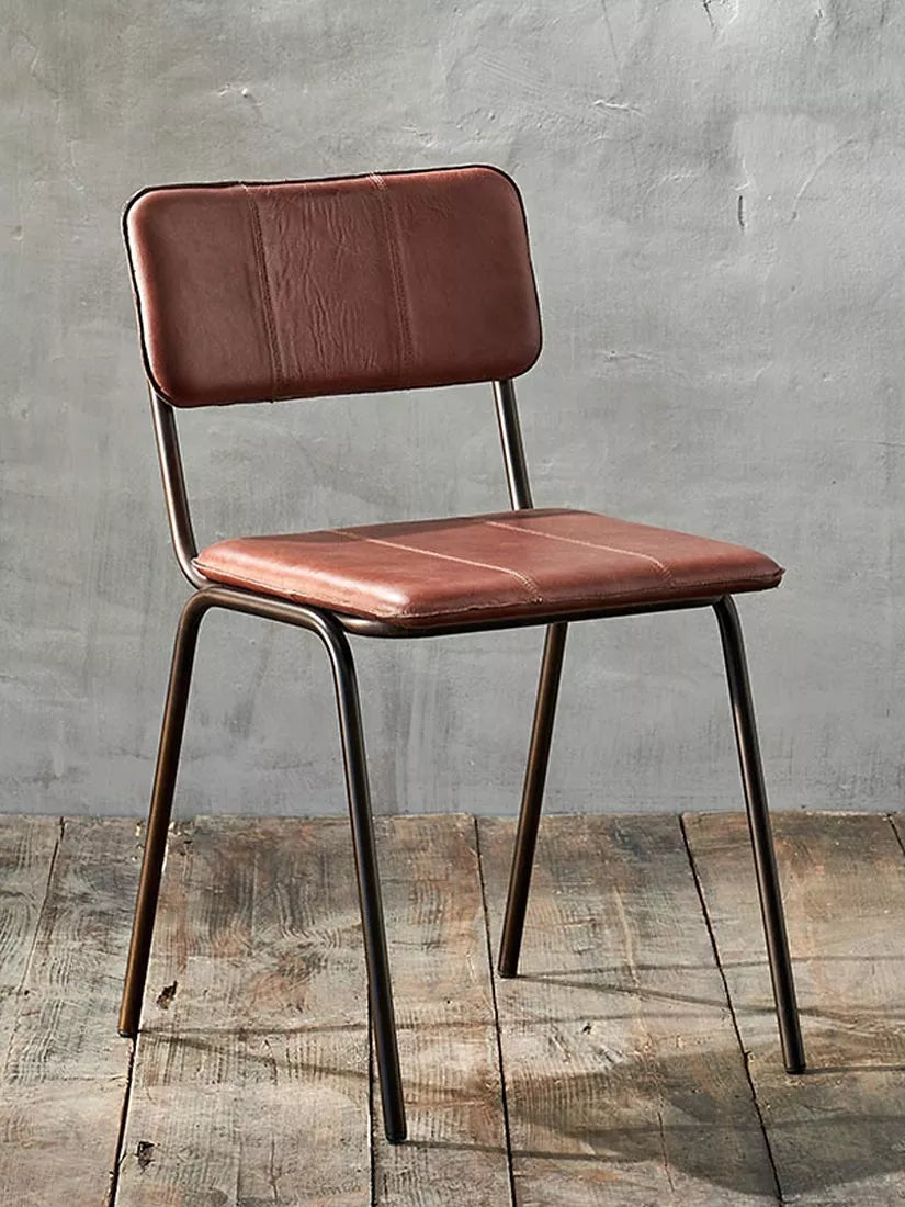 nkuku Ukari Leather Dining Chair, Chocolate Brown