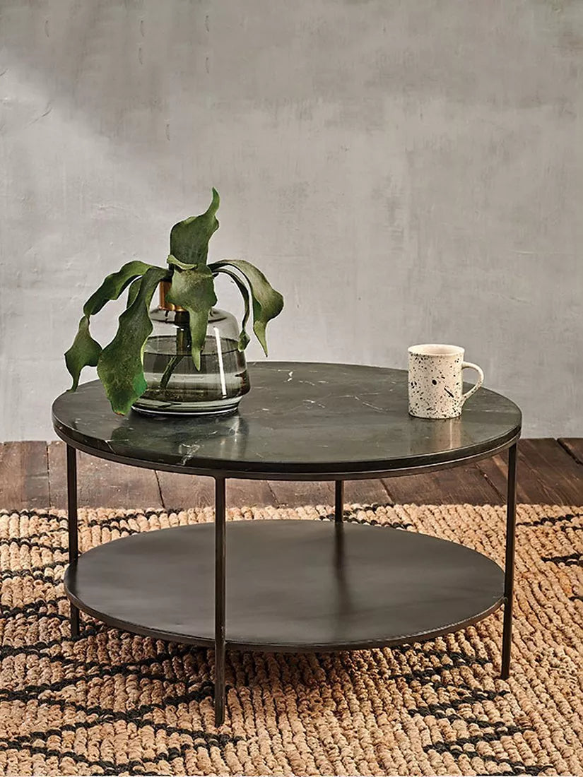 nkuku Karoko round marble coffee table 70cm, UK version