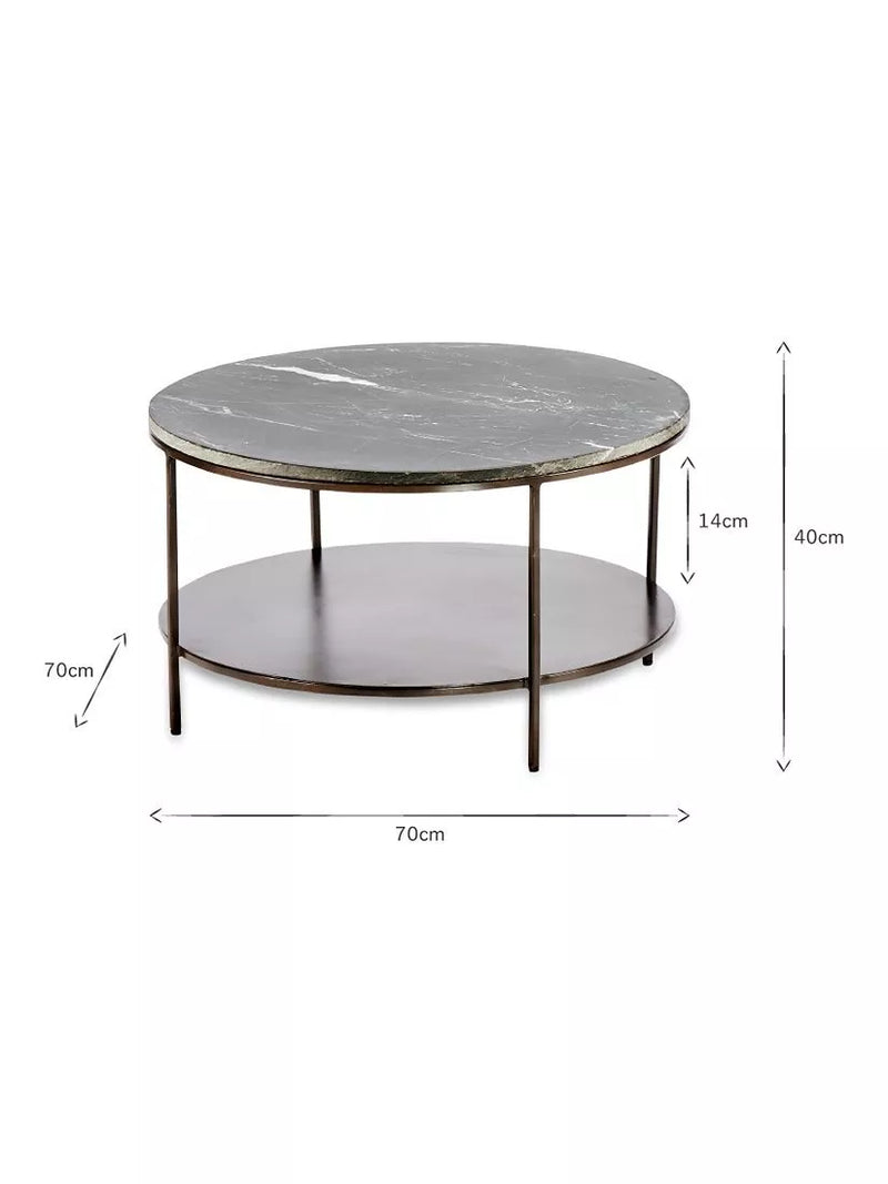 nkuku Karoko round marble coffee table 70cm, UK version